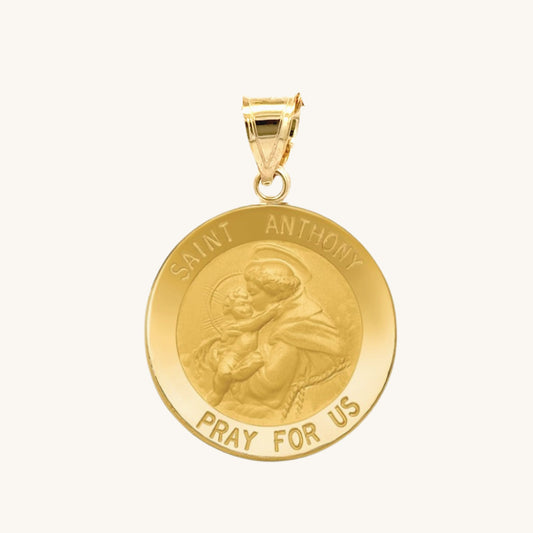 Solid 14K Double Bonded Gold Saint Anthony medal pendant only main image