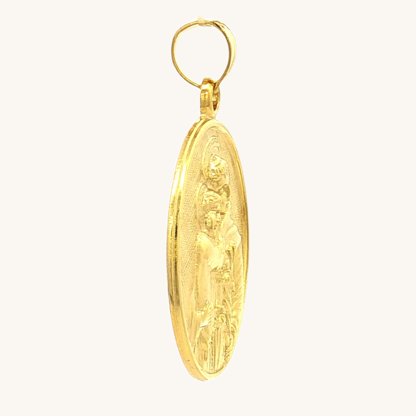 Solid 14K Double Bonded Gold Saint Anthony pendant medal pendant only image size XL (1") XS (1/2") side image