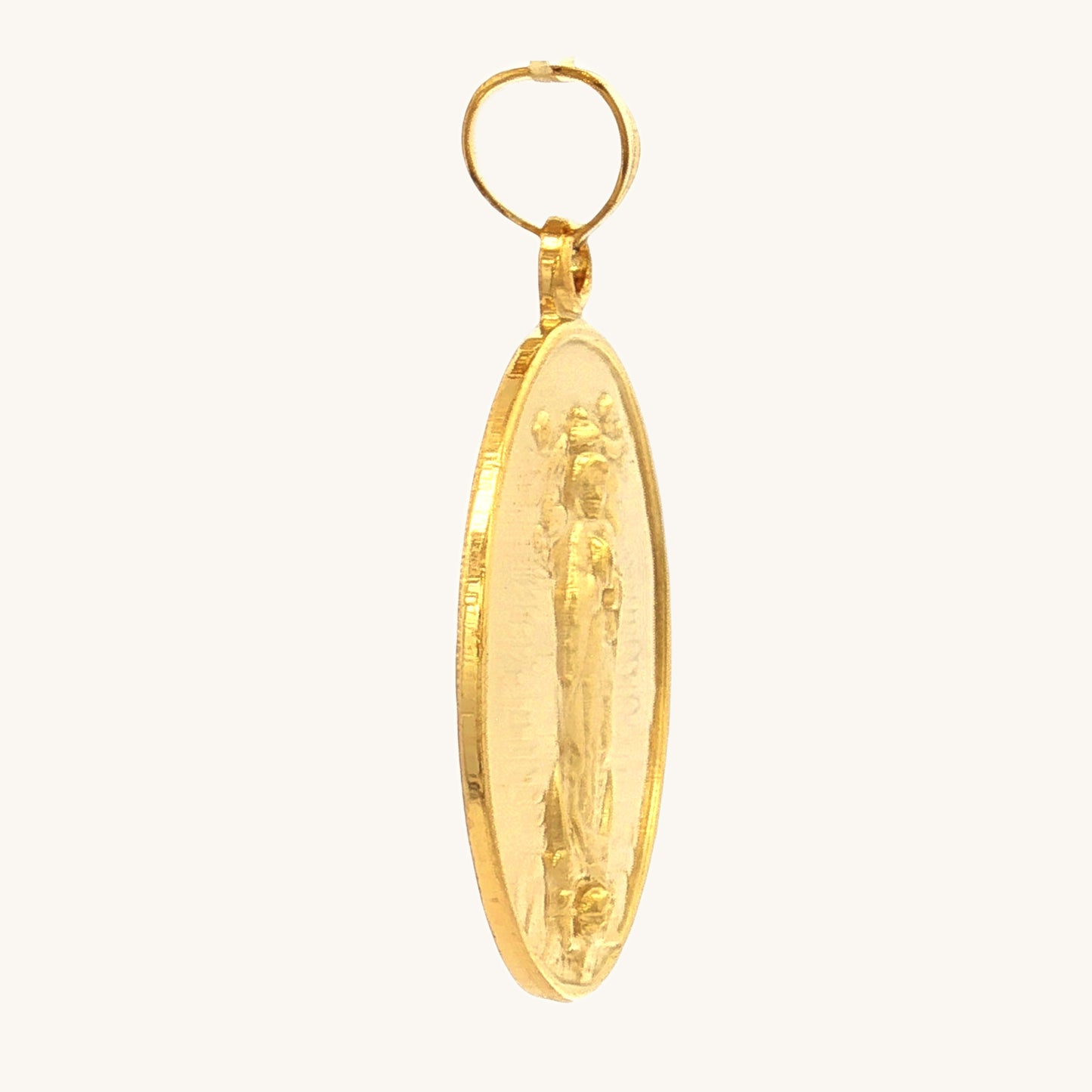 Solid 14K Double Bonded Gold Our Lady of Guadalupe pendant medal pendant only image size XL (1") XS (1/2") side image