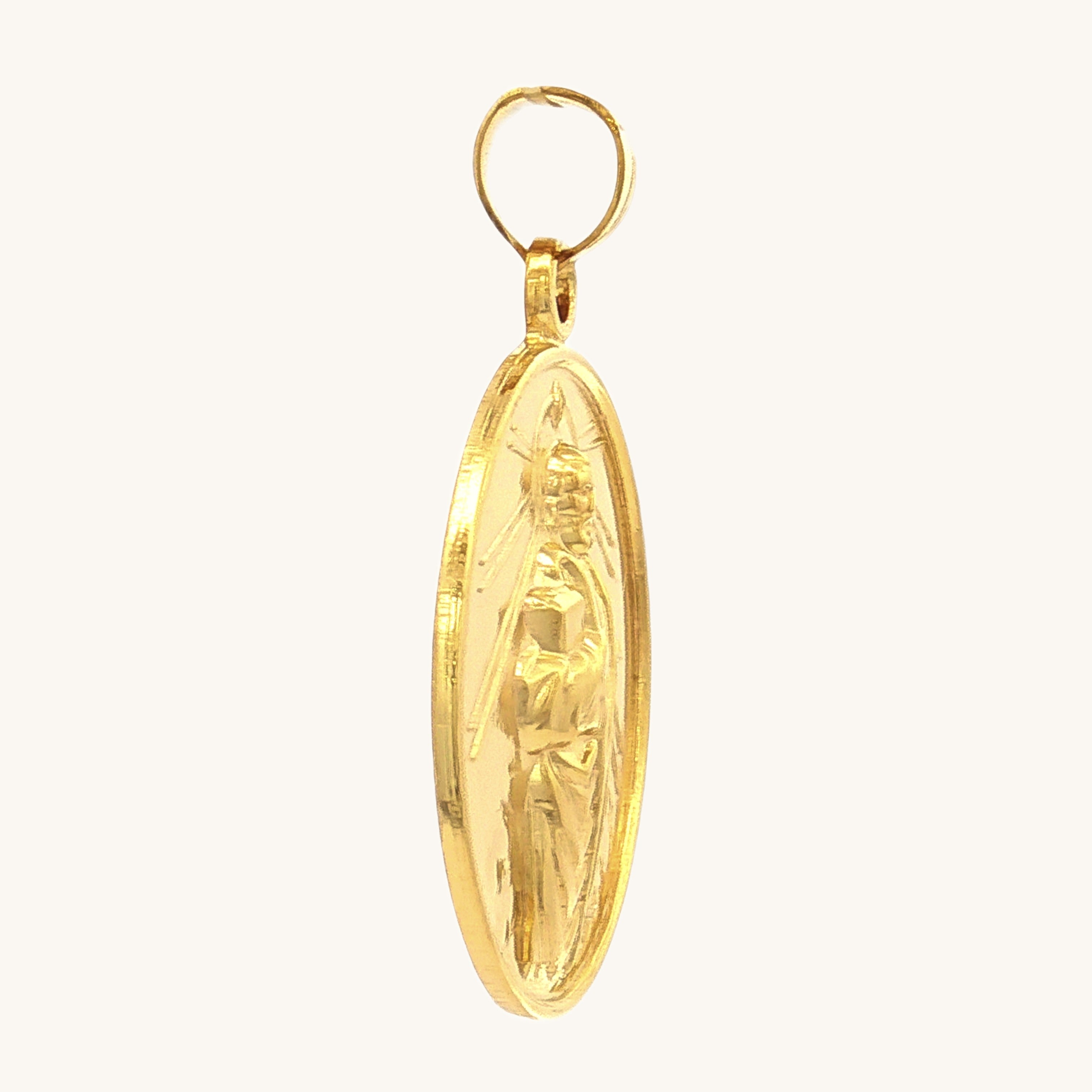 Solid 14K Double Bonded Gold Saint Jude pendant medal pendant only image size XL (1") XS (1/2") side image