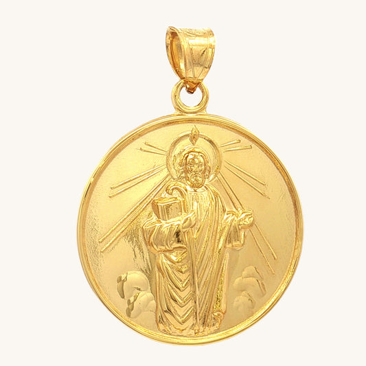 Solid 14K Double Bonded Gold Saint Jude pendant medal pendant only image size XL (1") XS (1/2") main image