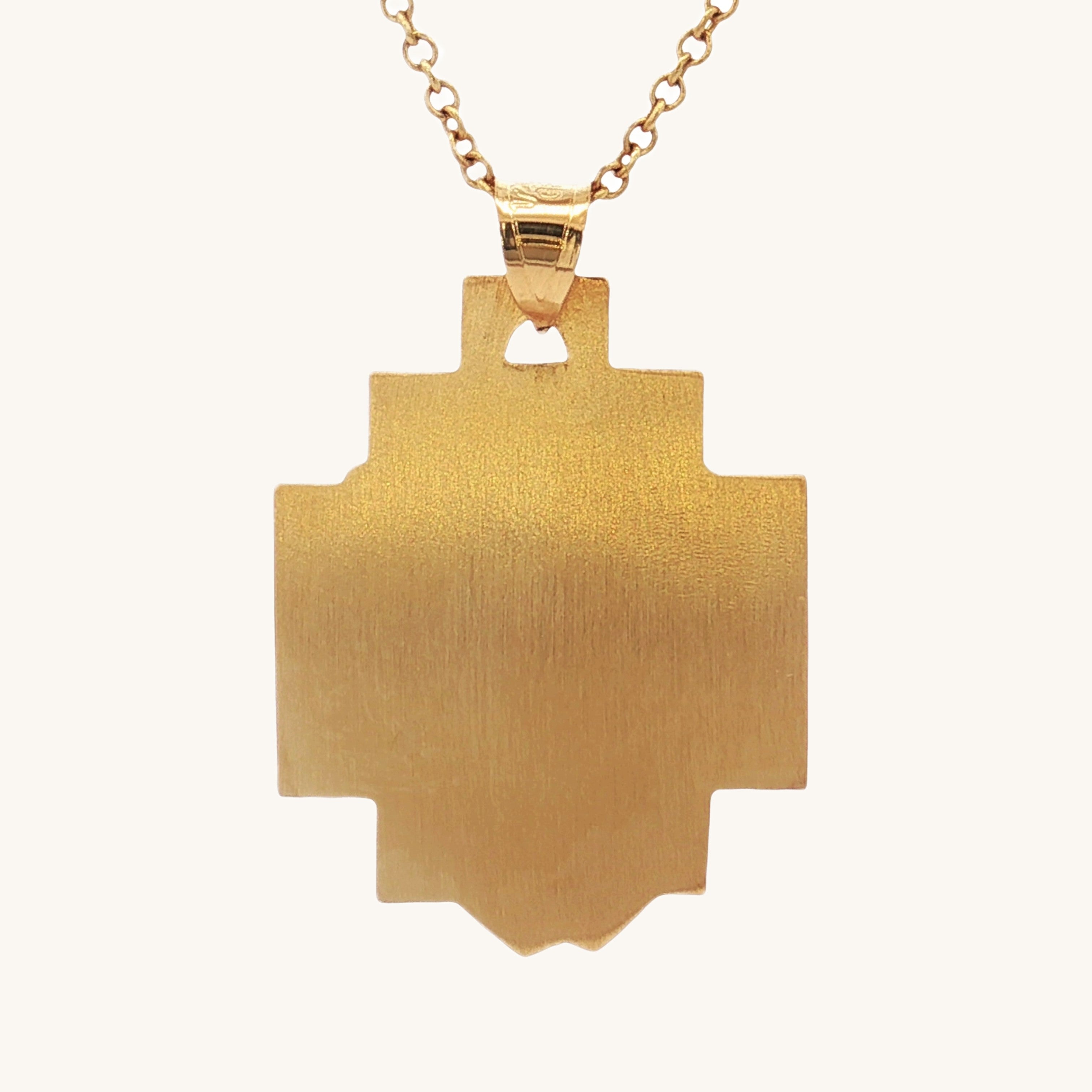 Solid 14K Double Bonded Gold L Shiny Christ Head pendant only back image