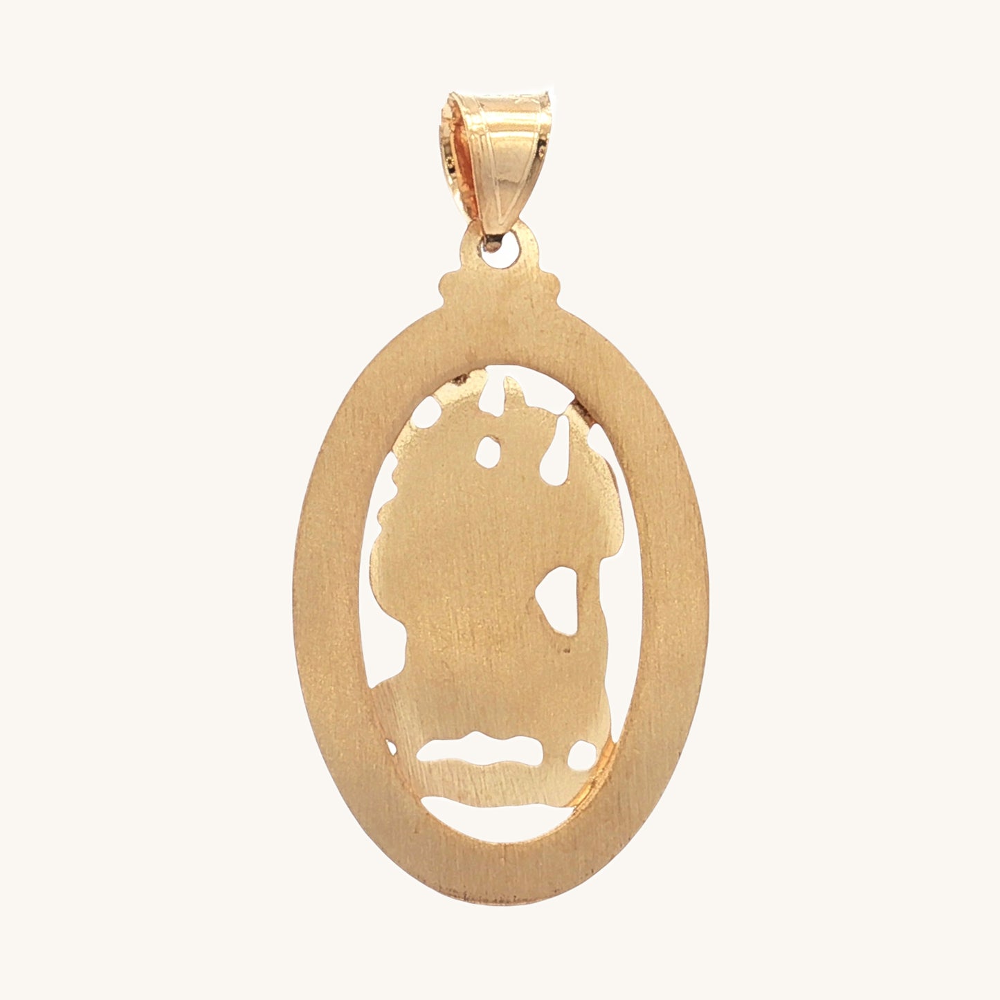 Solid 14K Double Bonded Gold Saint Christopher Pierced Medal Pendant only M (1 1/4" x 3/4") back image
