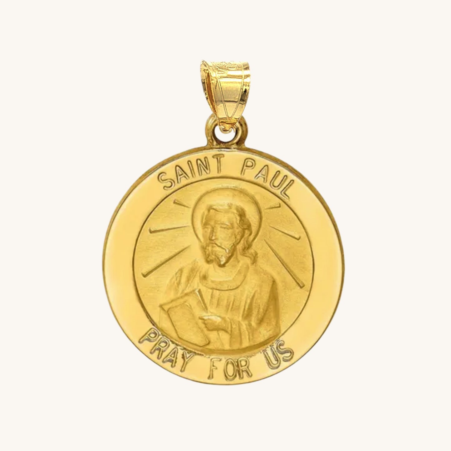 Solid 14K Double Bonded Gold Saint Paul pendant medal pendant only image size L (size of Nickel) M (size of Dime) main image