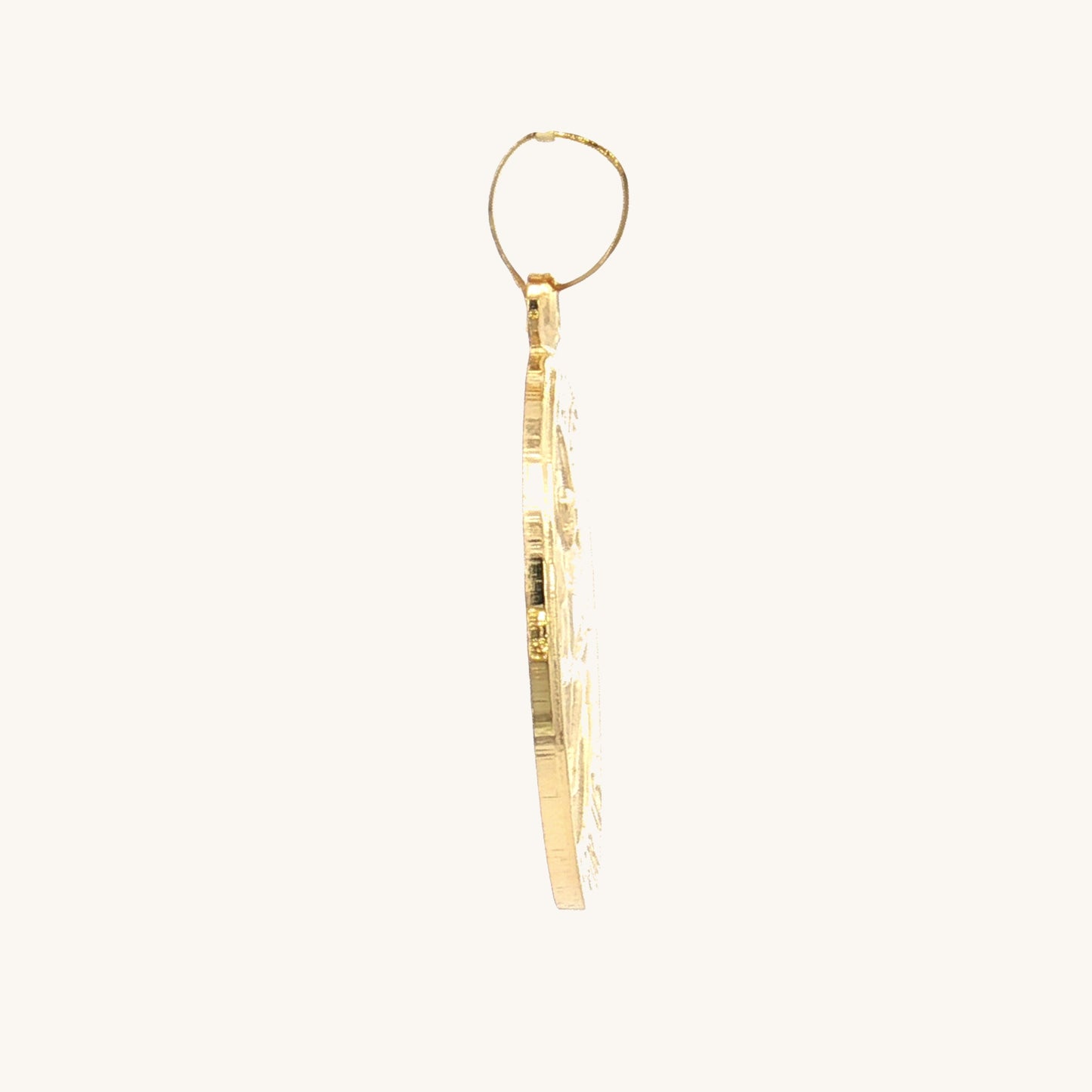 Solid 14K Double Bonded Gold Saint Luke pendant medal pendant only image size L (size of Nickel) M (size of Dime) side image