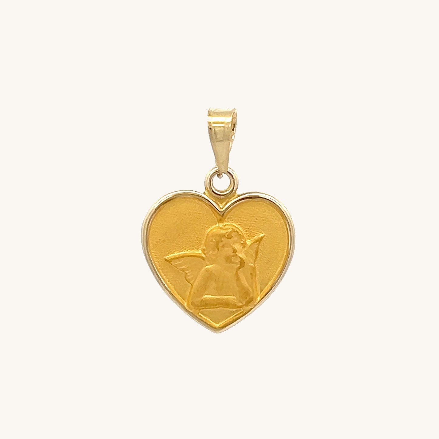 14K Yellow Gold Guardian Angel Heart Pendant S