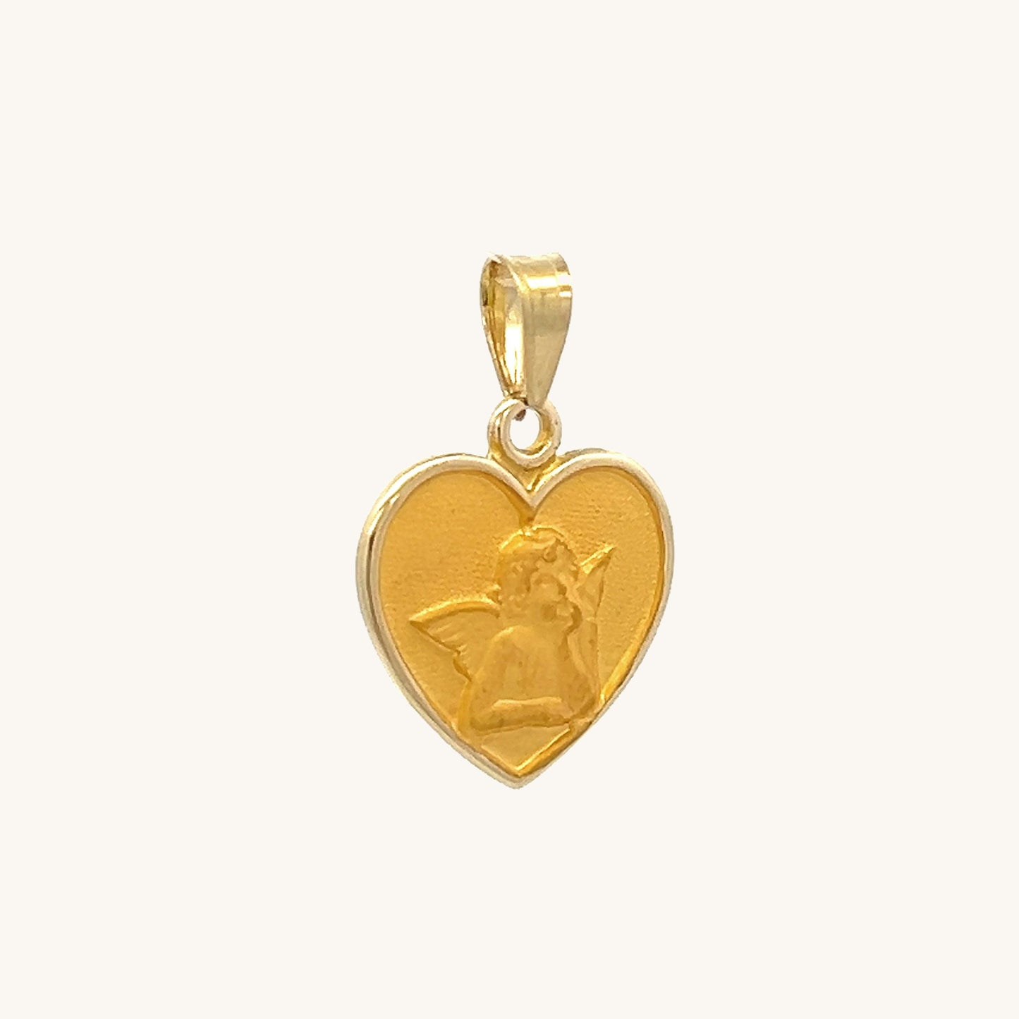 14K Yellow Gold Guardian Angel Heart Pendant S