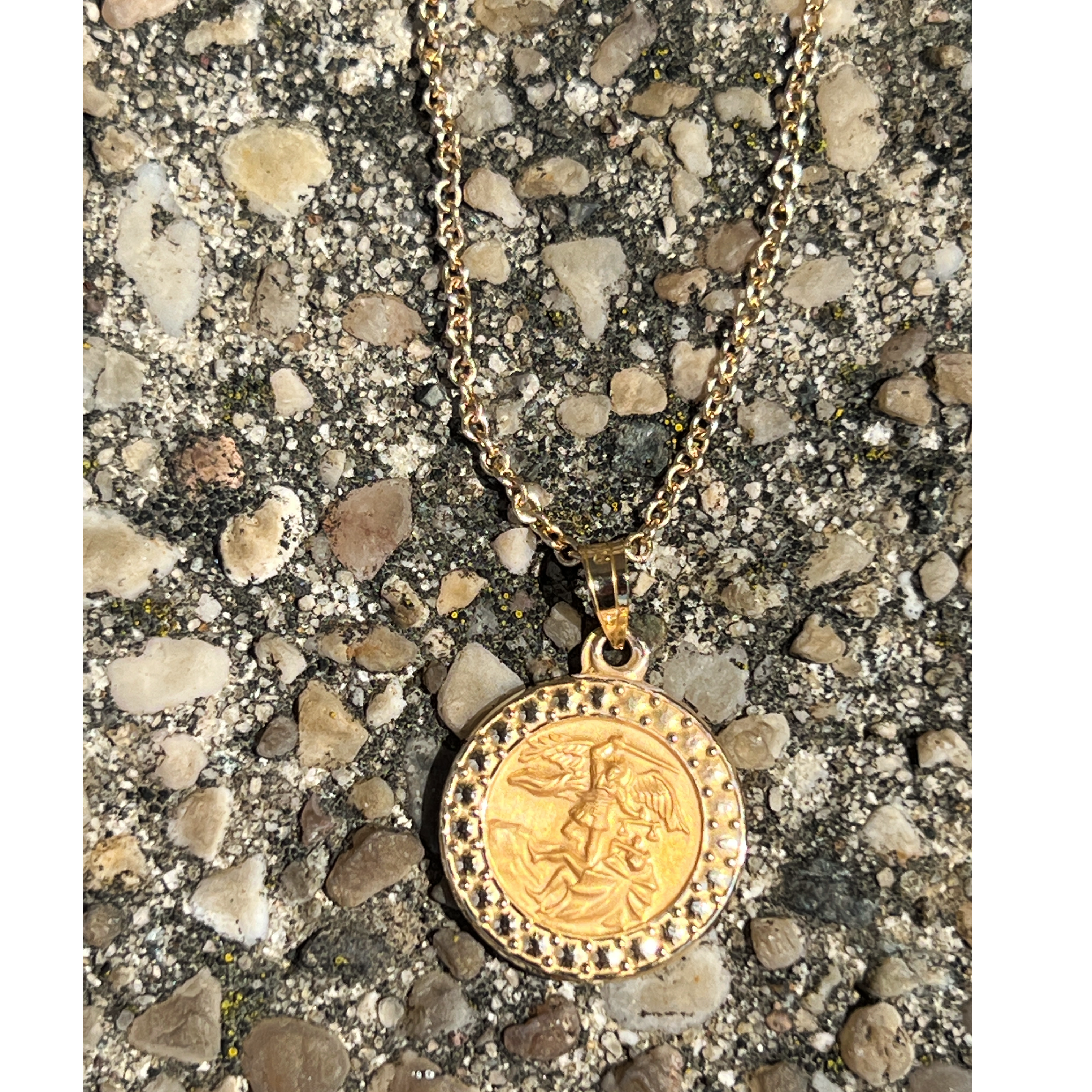 14K Yellow Gold Saint Michael Halo Medal S Lifestyle 