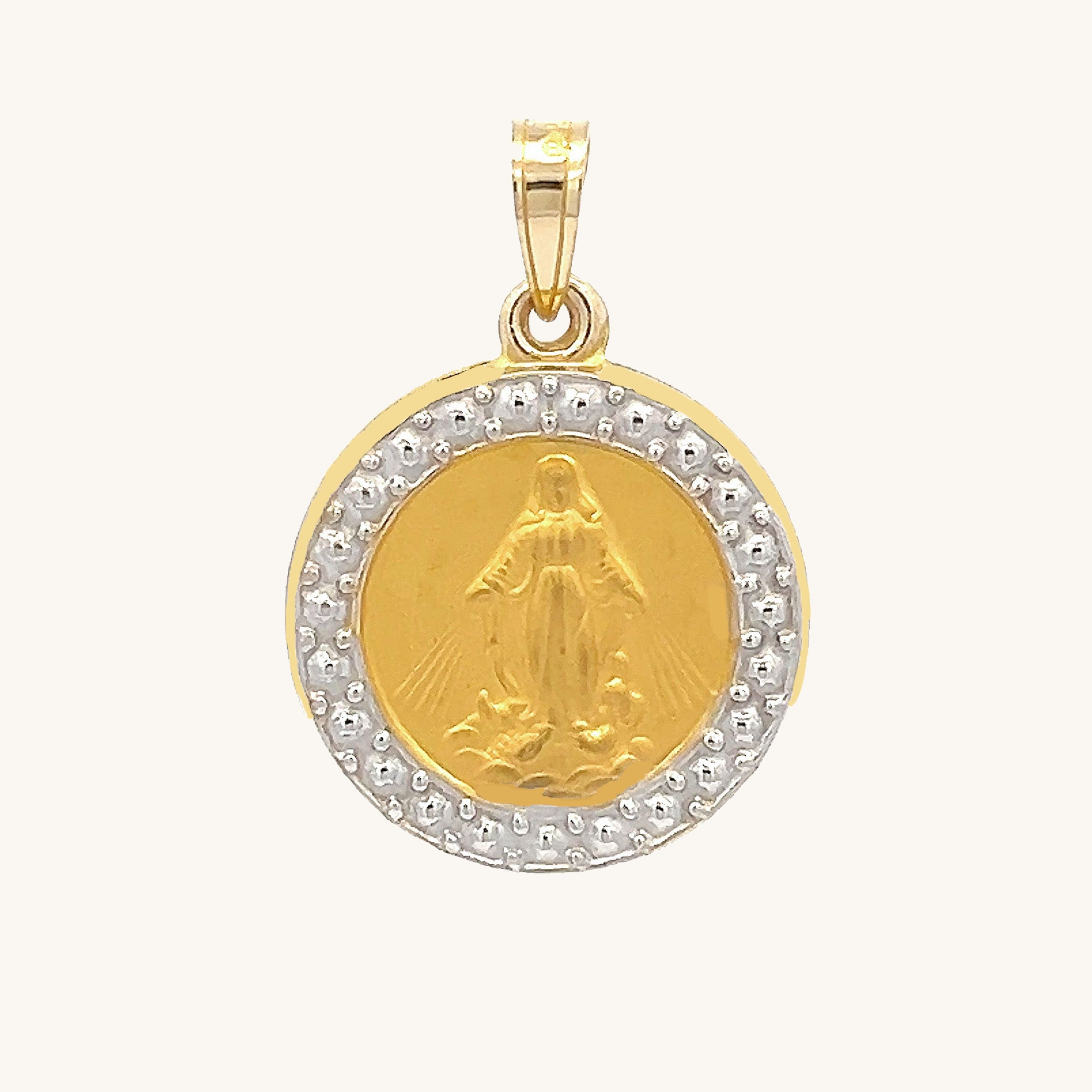 14K Yellow Gold Miraculous Virgin Mary Medal