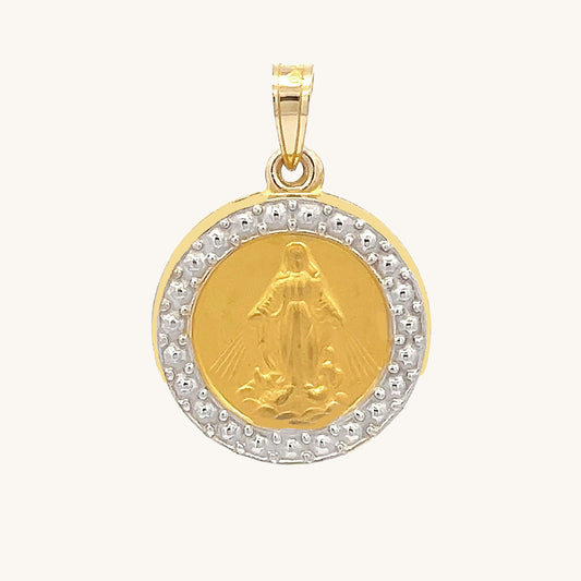 14K Yellow Gold Miraculous Virgin Mary Medal