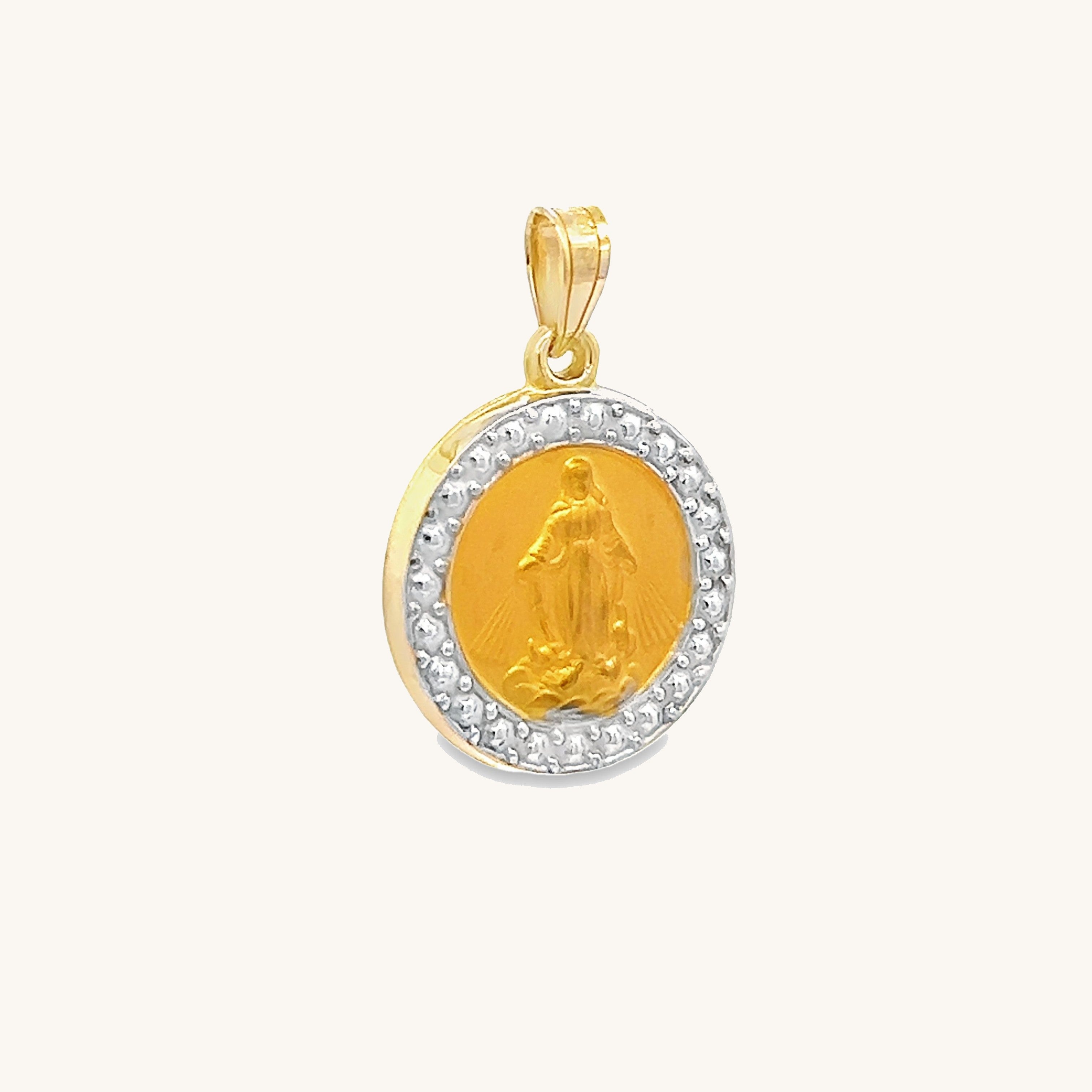 14K Yellow Gold Miraculous Virgin Mary Medal S