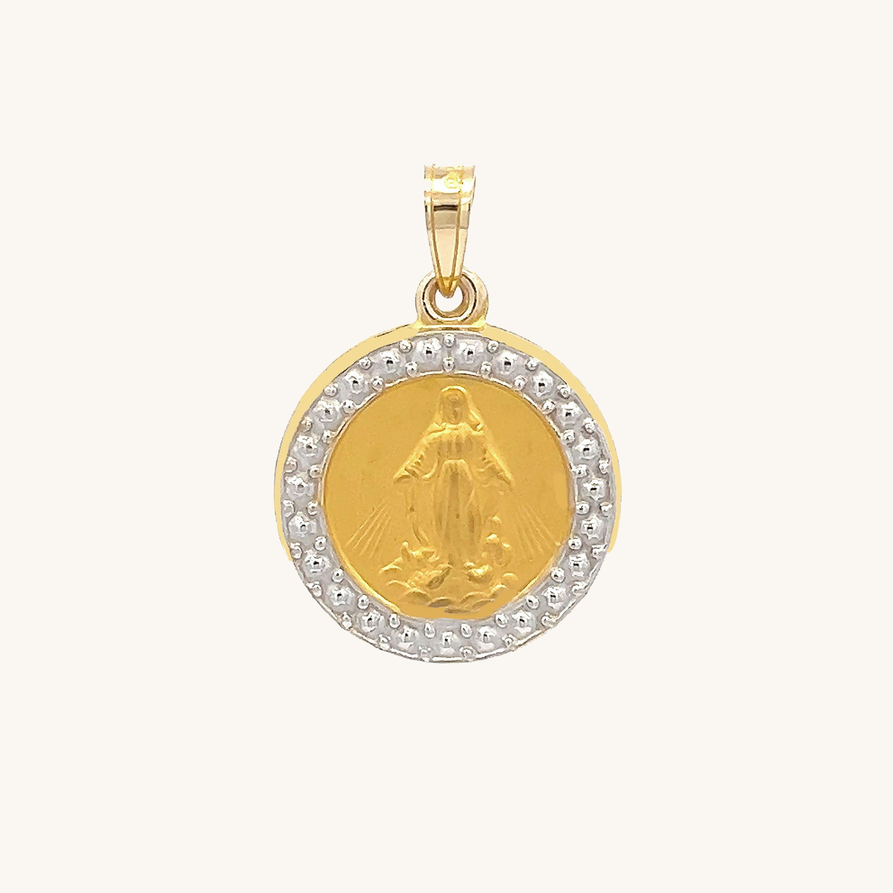 14K Yellow Gold Miraculous Virgin Mary Medal S