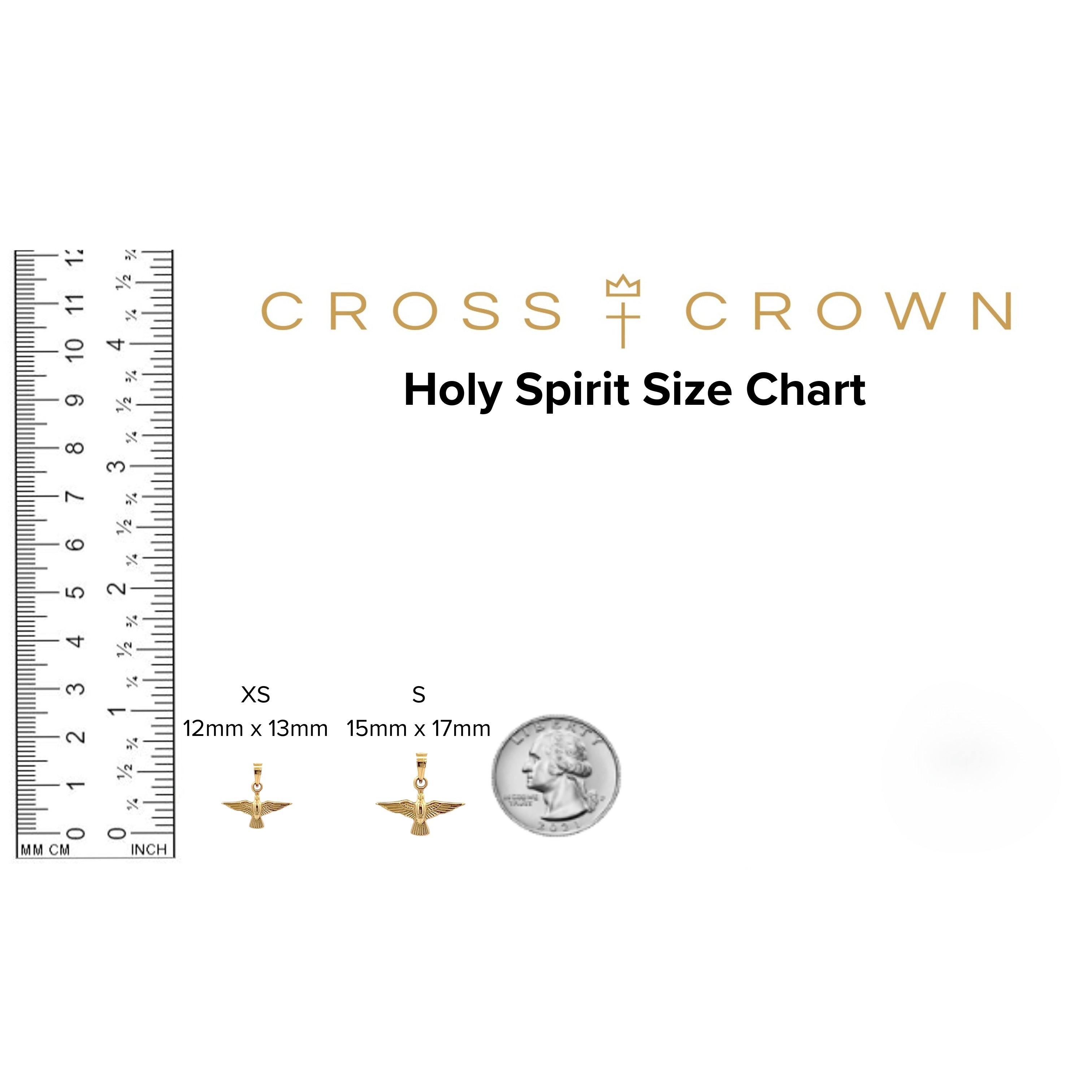size_chart 14K Yellow Gold Holy Spirit Charm S XS