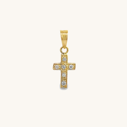 14K Yellow Gold XXS Diamond Cross