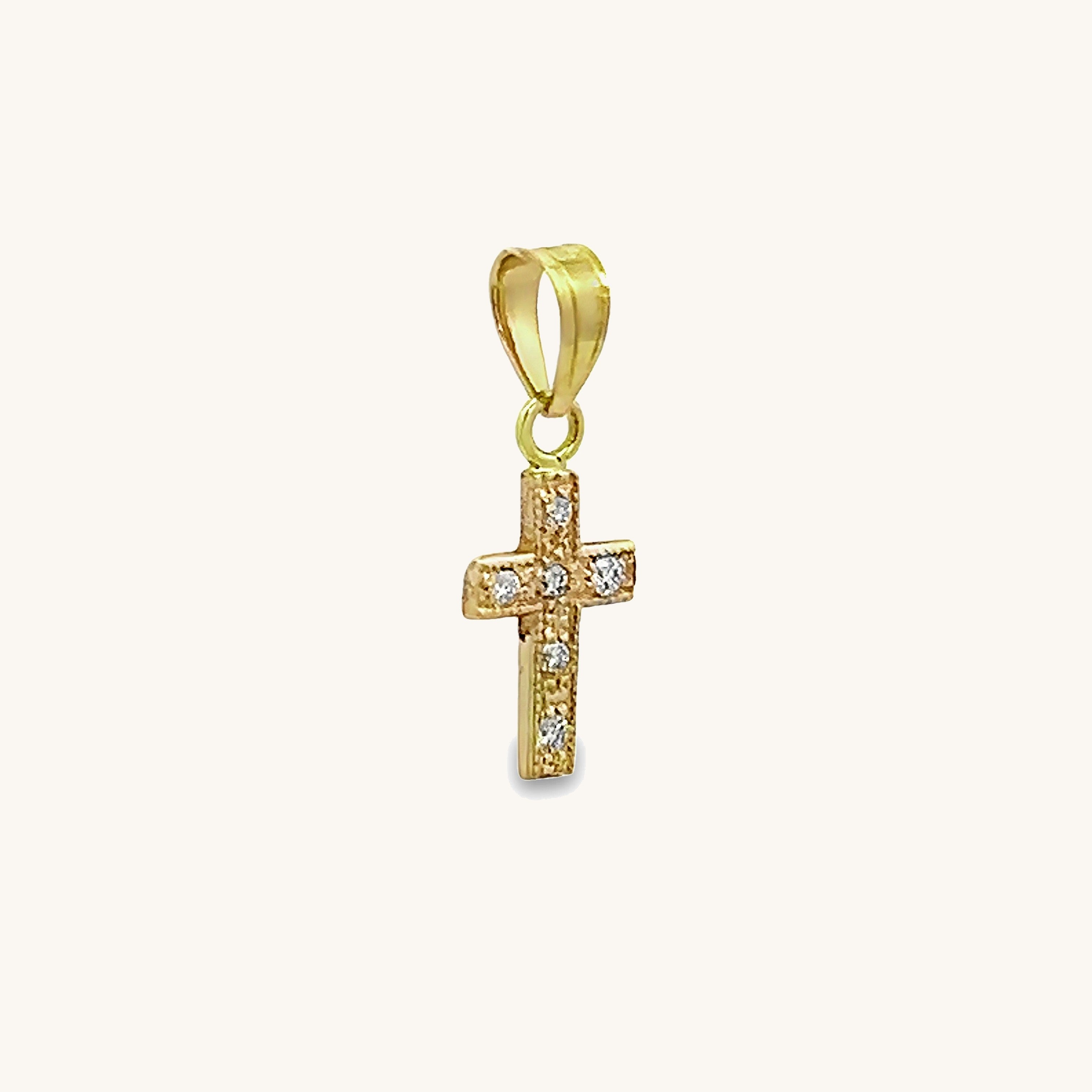 14K Yellow Gold XXS Diamond Cross