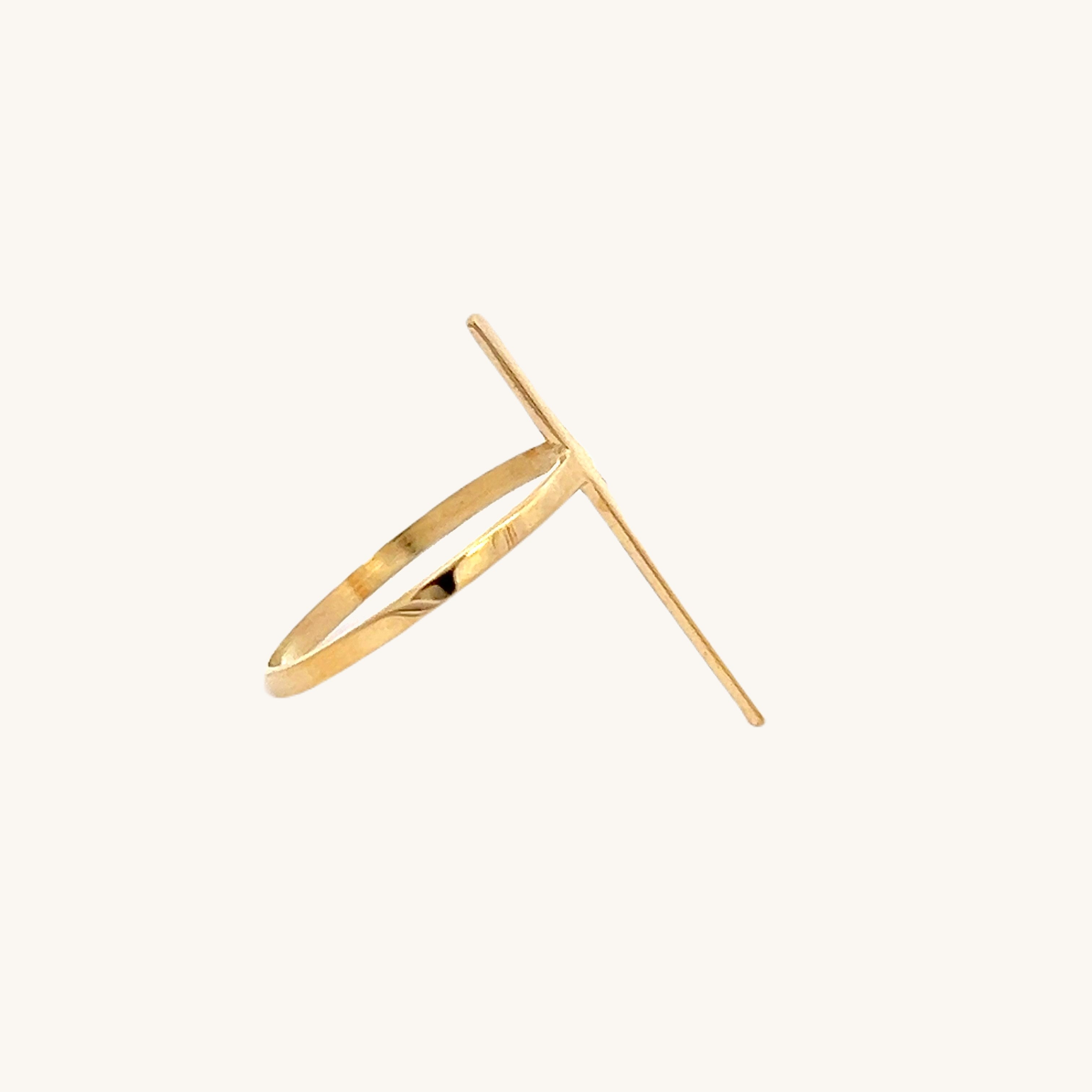 14K Yellow Gold Thin Cross Ring 4 5 6 7 8