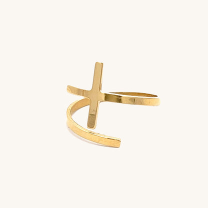 14K Yellow Gold Cross Ring Size 6 7 8