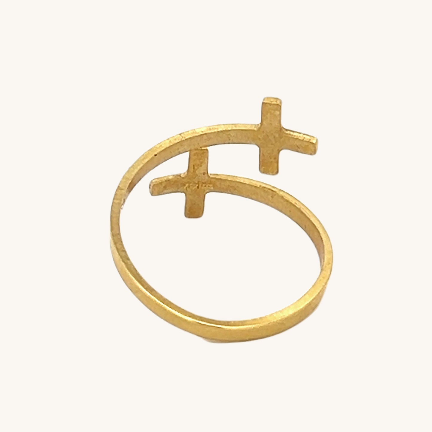 14K Yellow Gold Double Cross Ring Size 6 7 8