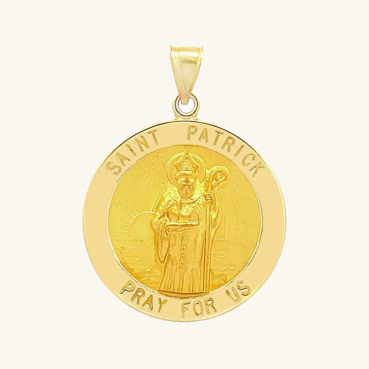 14K Yellow Gold Saint Patrick Medal L