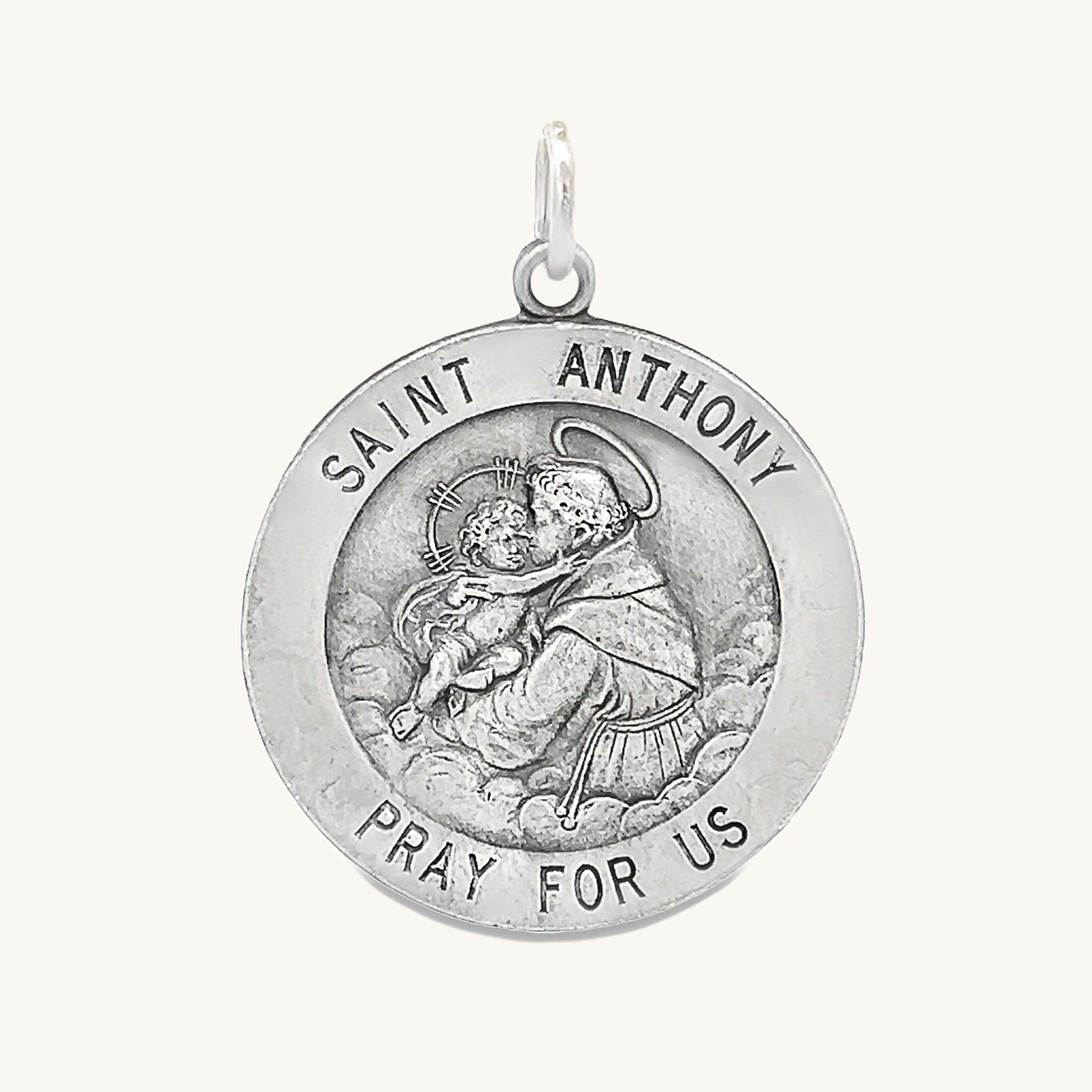 925 Antiqued Silver Saint Anthony Medal L