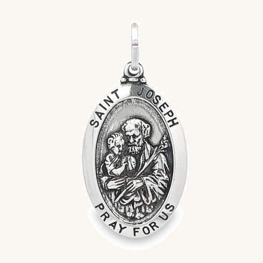 925 Antiqued Silver Saint Joseph Medal L