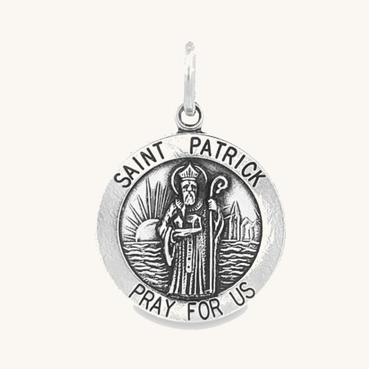 925 Antiqued Silver Saint Patrick Medal L