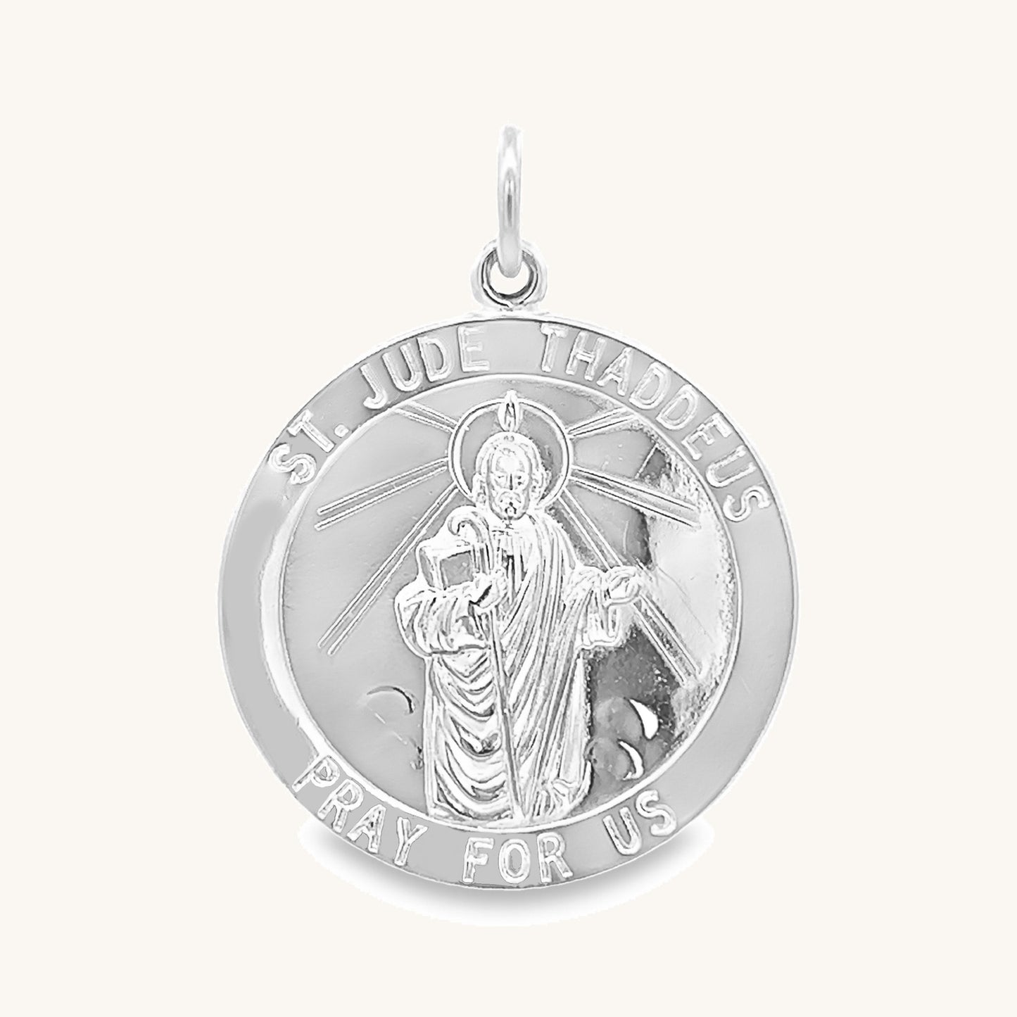 925 Bright Silver Saint Jude Medal L