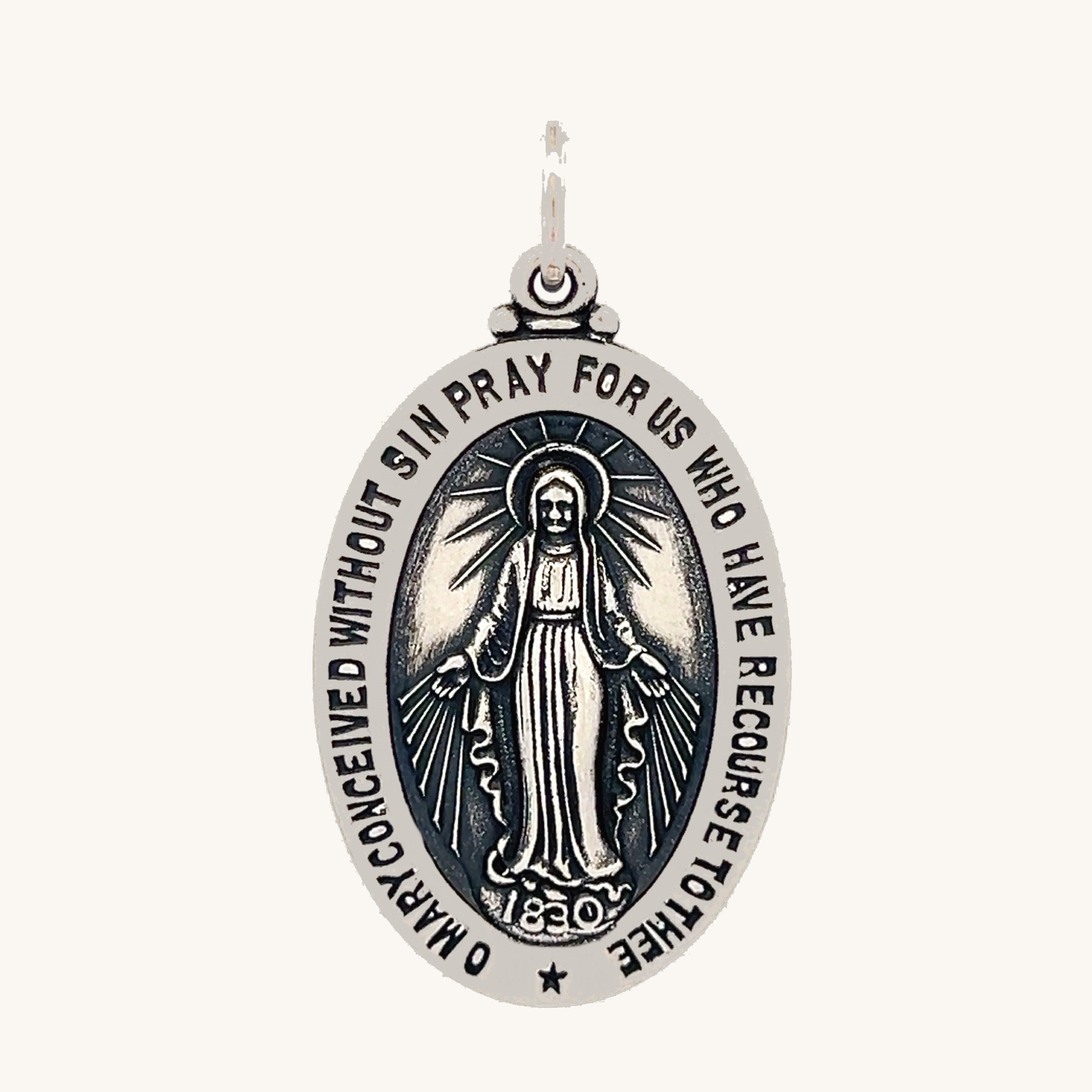 925 Antiqued Silver Miraculous Medal L