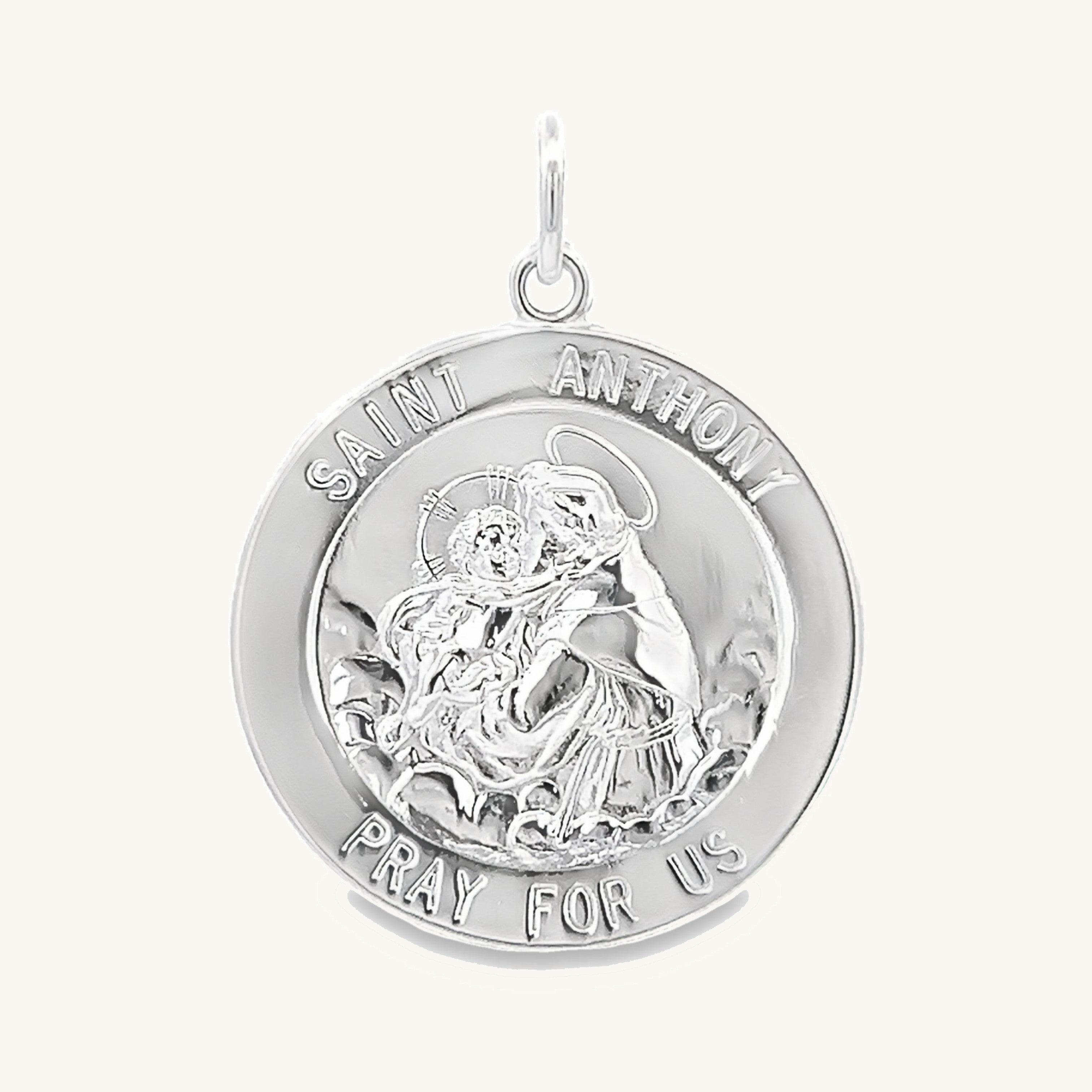 925 Bright Silver Saint Anthony Medal L