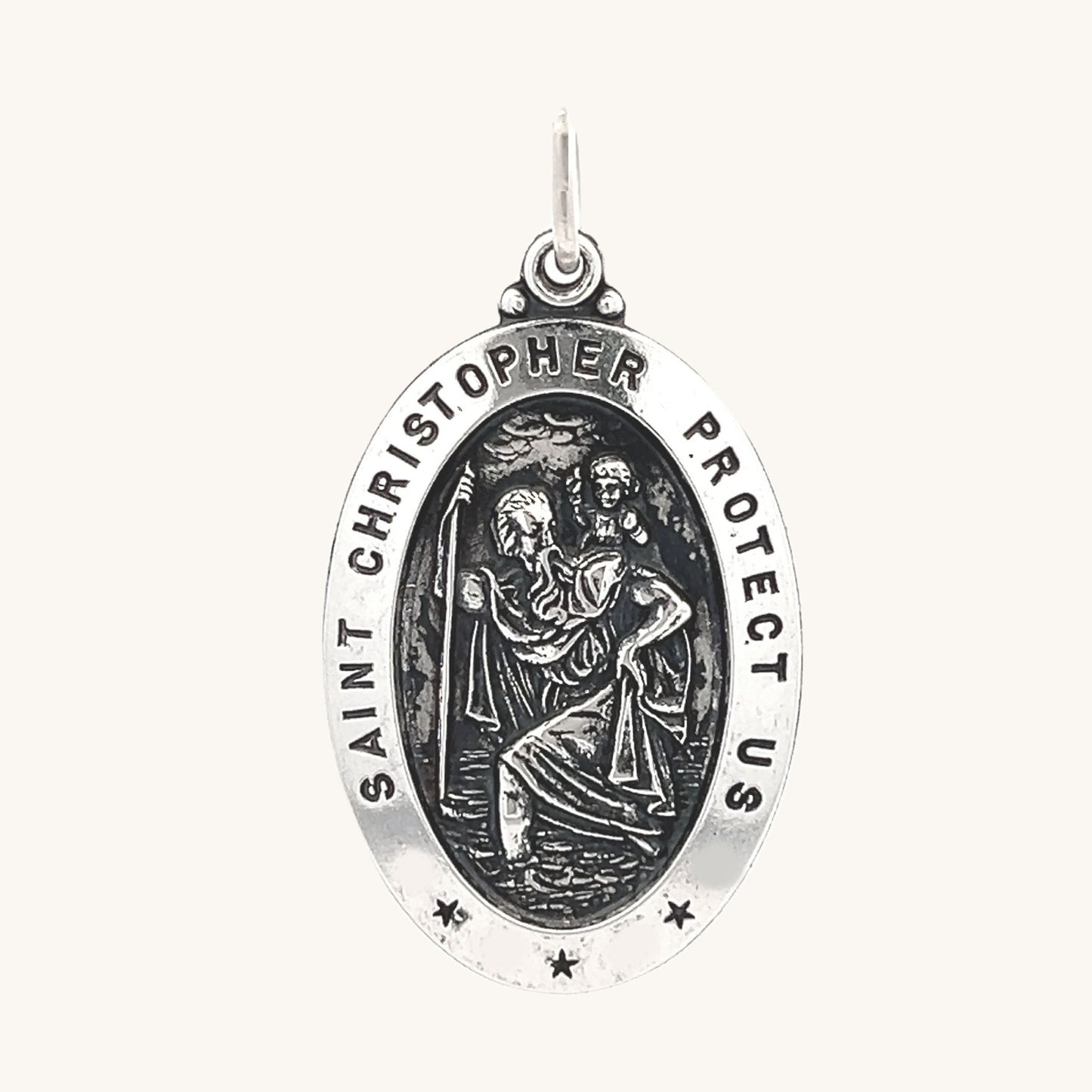 925 Antiqued Silver Saint Christopher Medal L