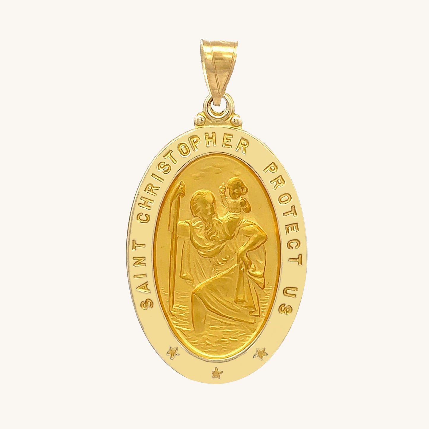 14K Yellow Gold Saint Christopher Medal L