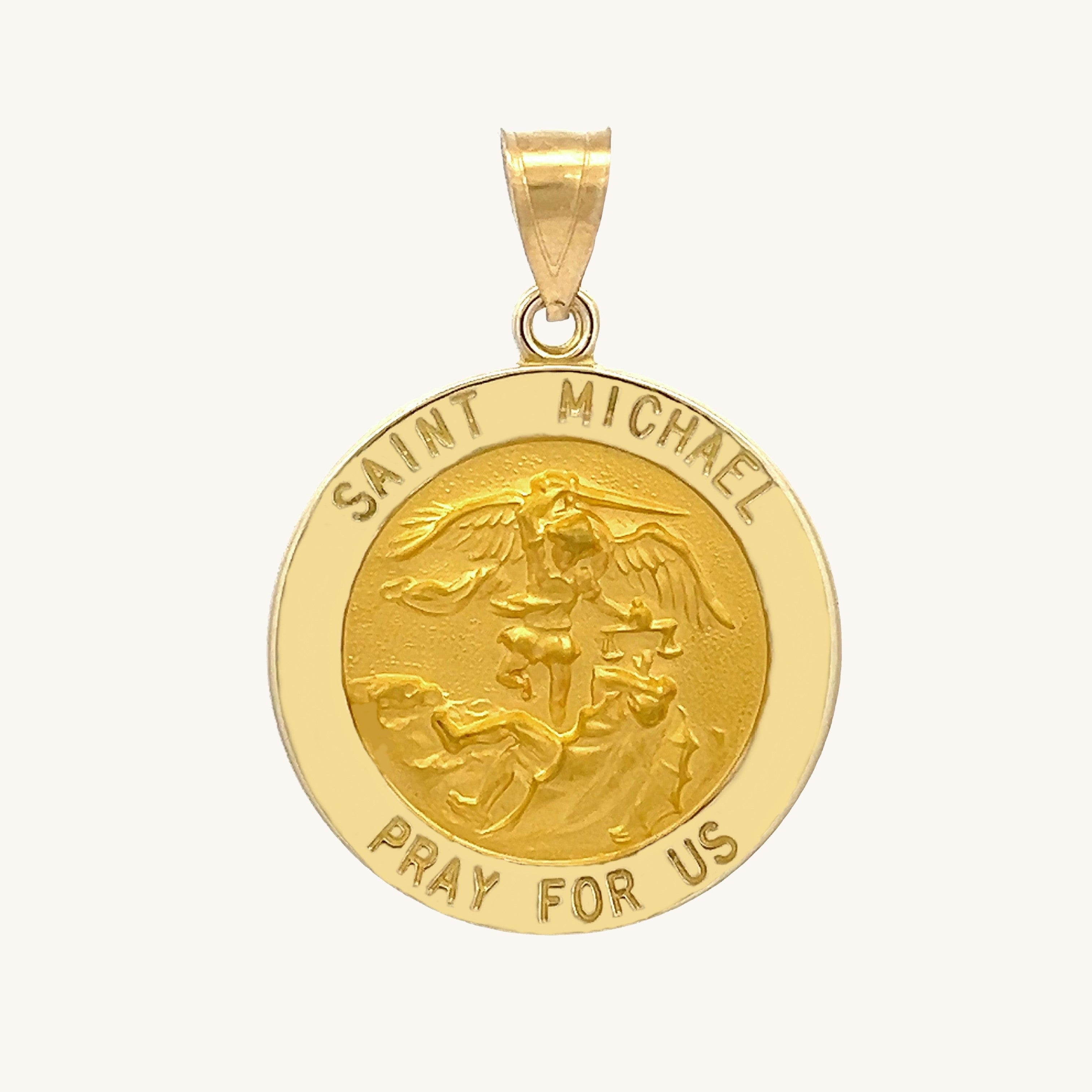 14K Yellow Gold Saint Michael Medal L