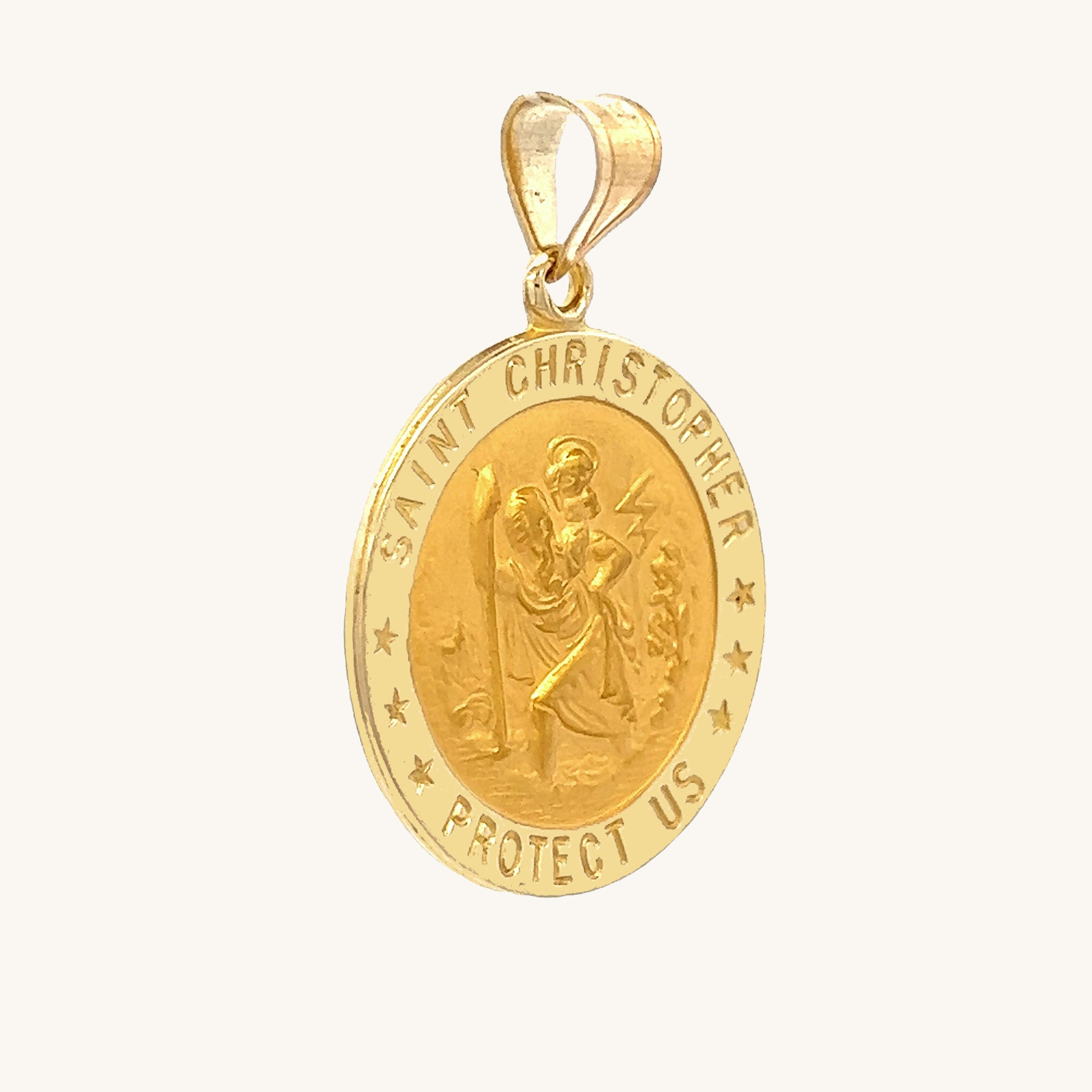 14K Yellow Gold Saint Christopher Medal L XL M S