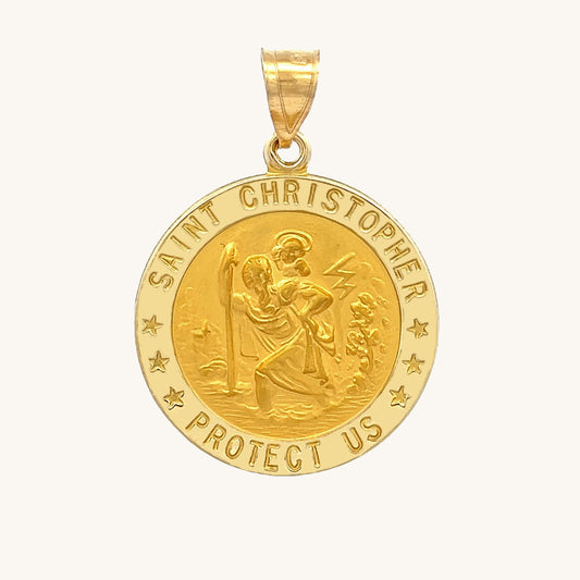 14K Yellow Gold Saint Christopher Medal L