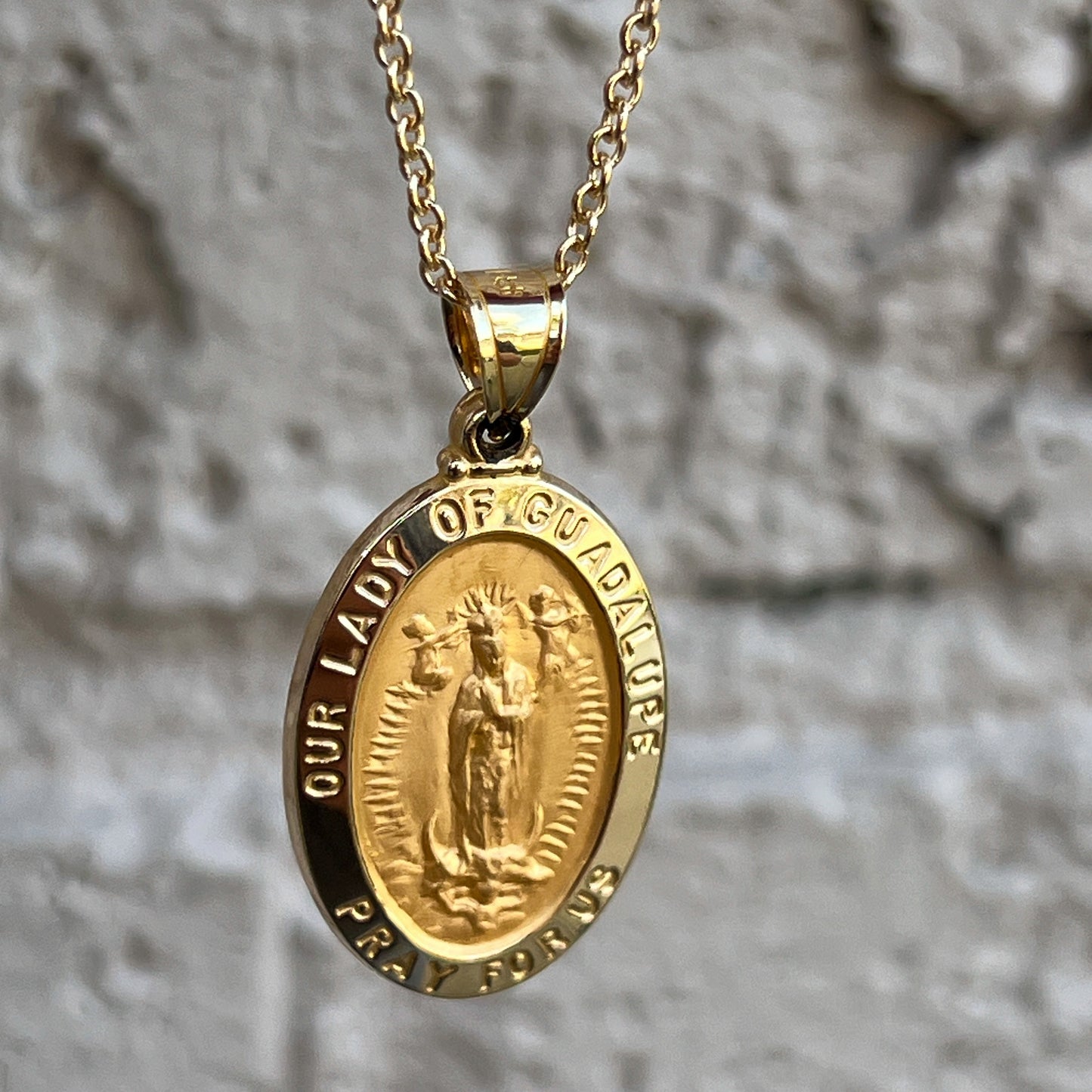 14K Yellow Gold Our Lady of Guadalupe Medal M S XS Lifestyle