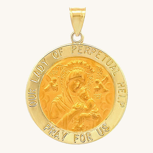 14K Yellow Gold Perpetual Help Medal