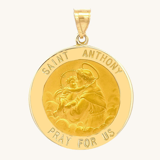 14K Yellow Gold Saint Anthony Medal XL