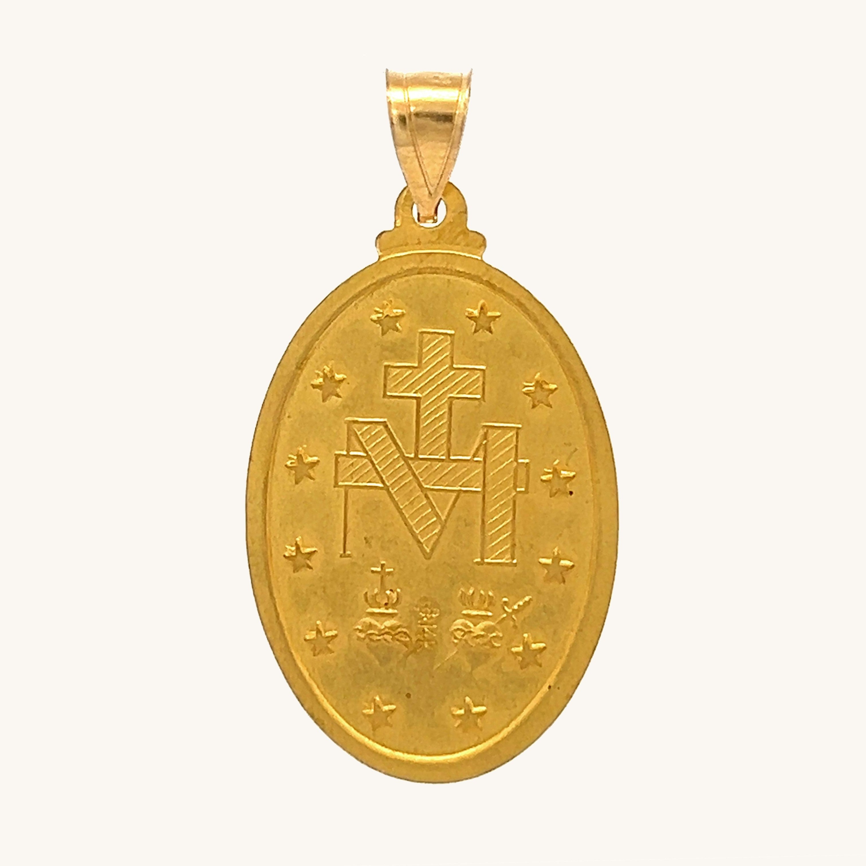 14K Yellow Gold Miraculous Medal XS S M L XL