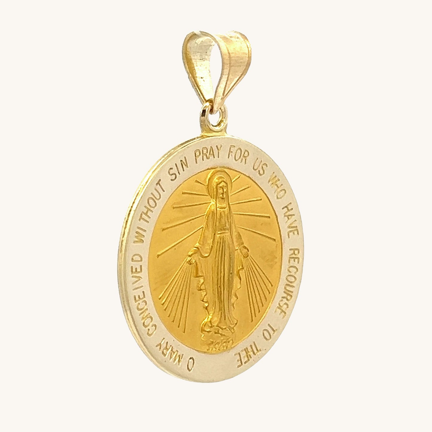 14K Yellow Gold Miraculous Medal XL L M S