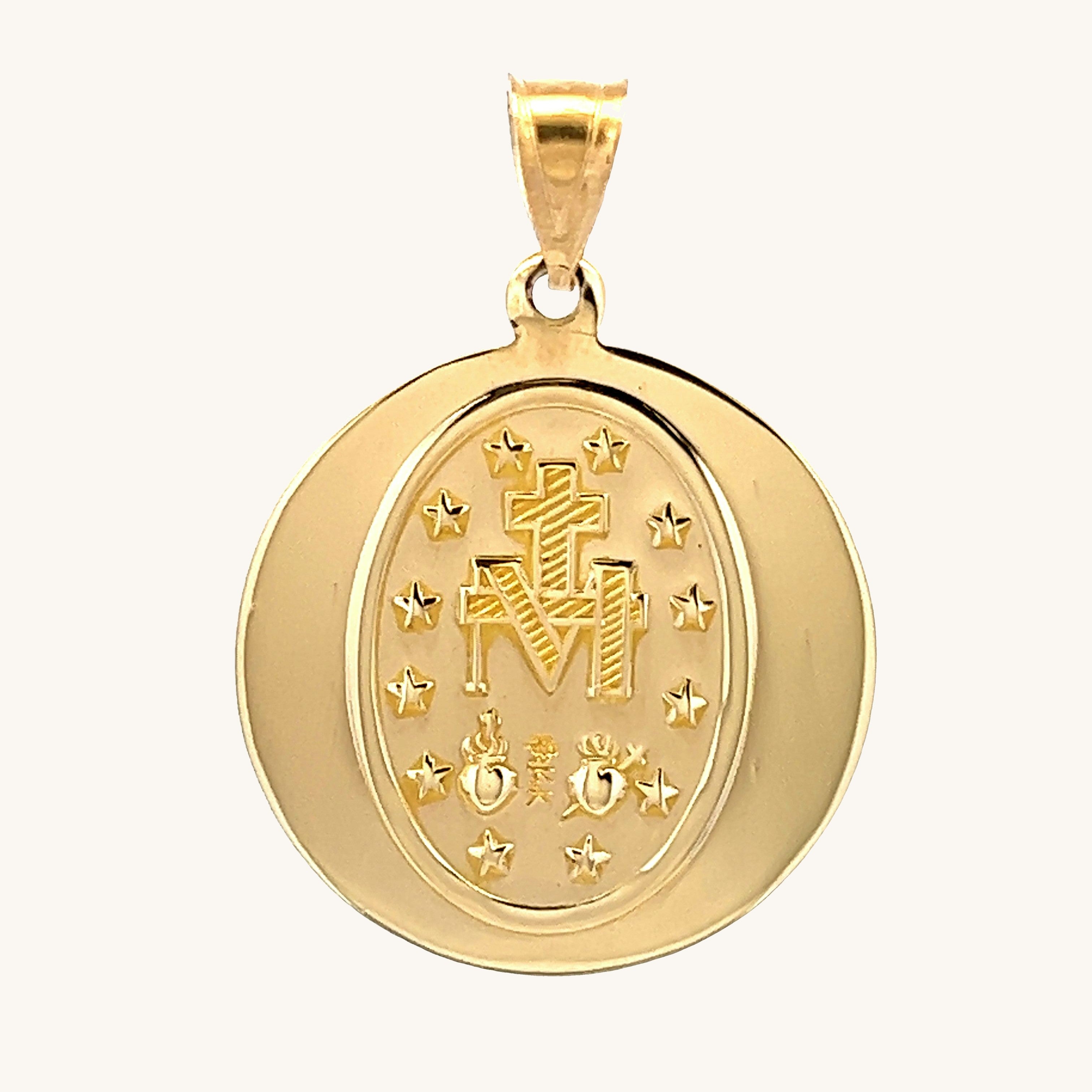 14K Yellow Gold Miraculous Medal XL L M S