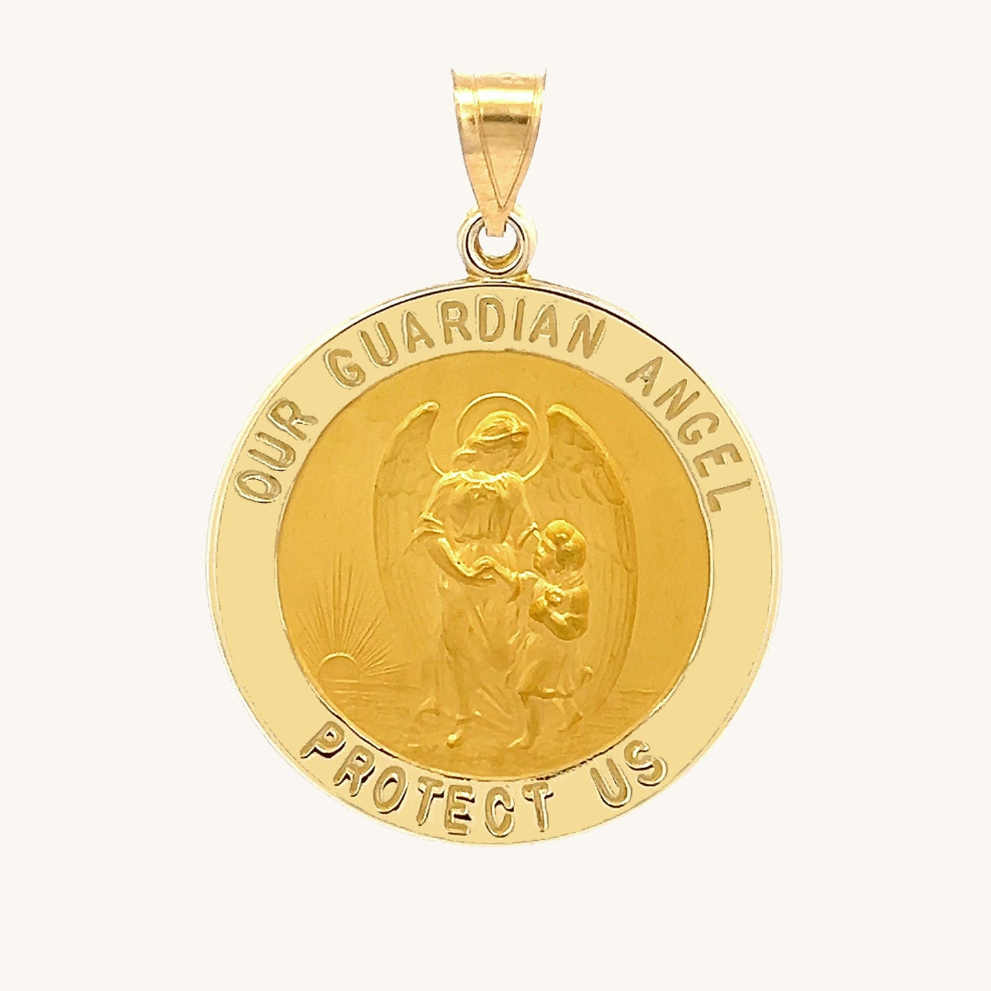 14K Yellow Gold Guardian Angel Medal