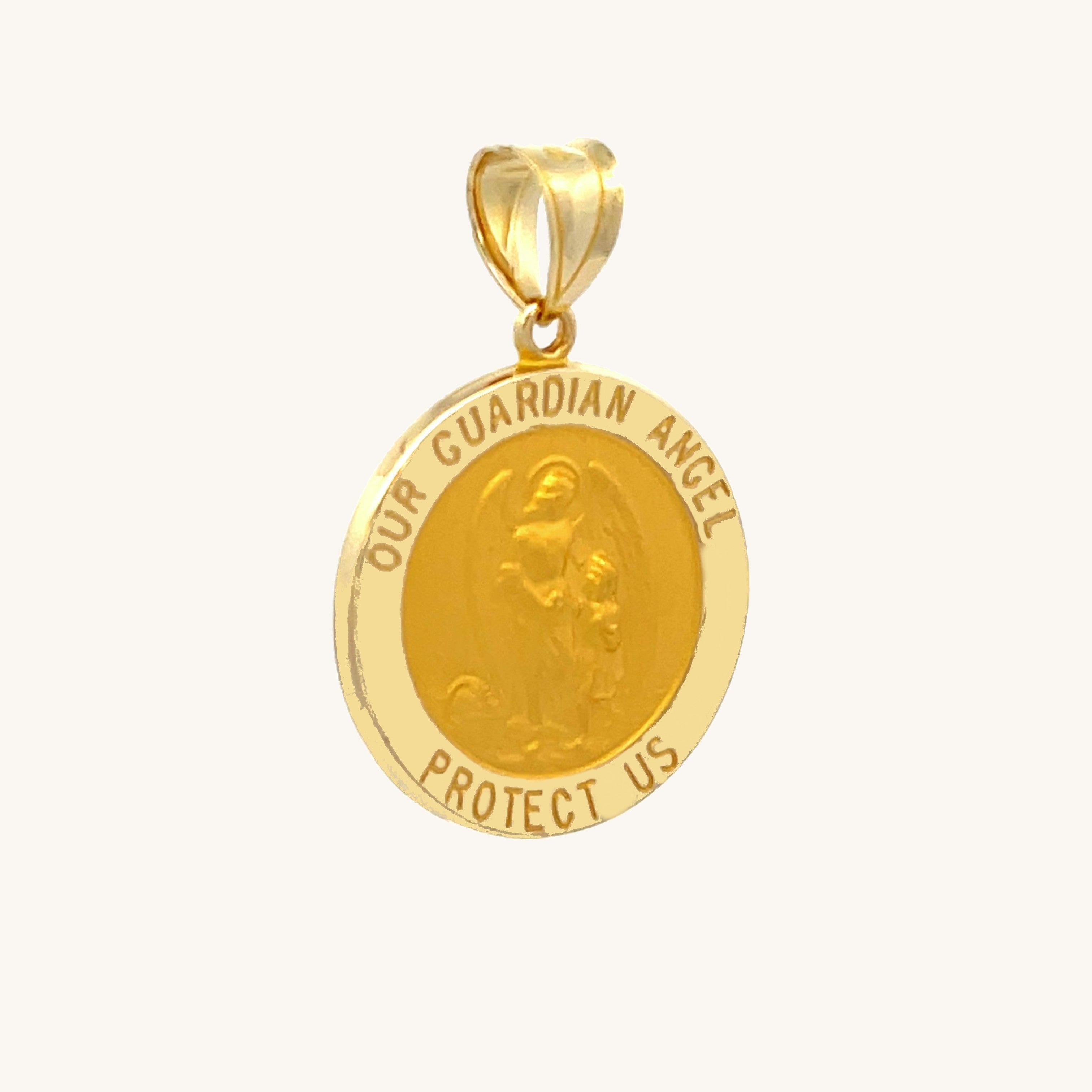 14K Yellow Gold Guardian Angel Medal M S