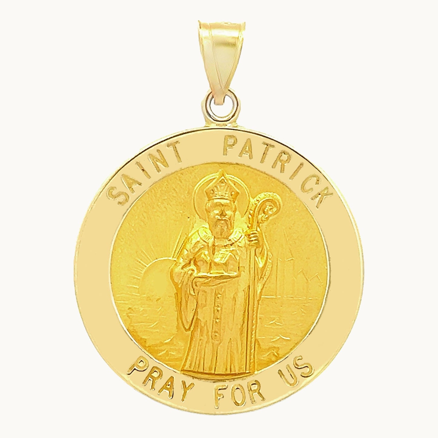 14K Yellow Gold Saint Patrick Medal XL