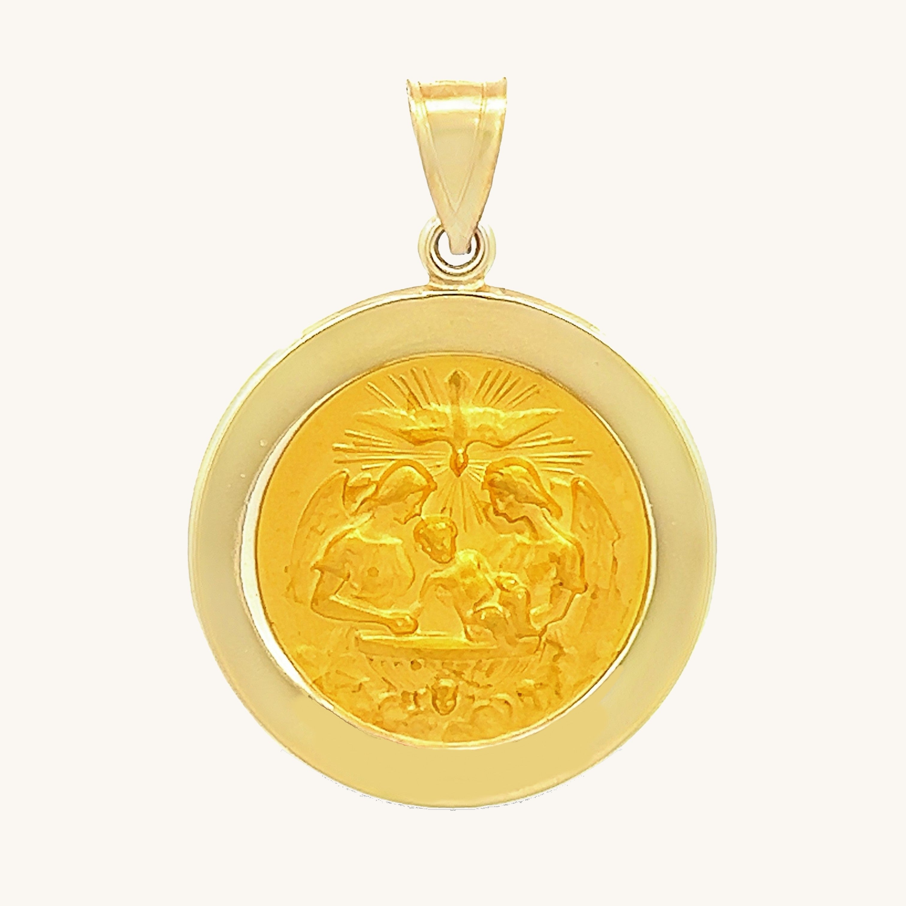 14K Yellow Gold Baptism Medal
