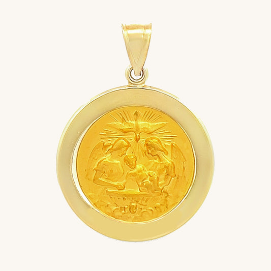 14K Yellow Gold Baptism Medal
