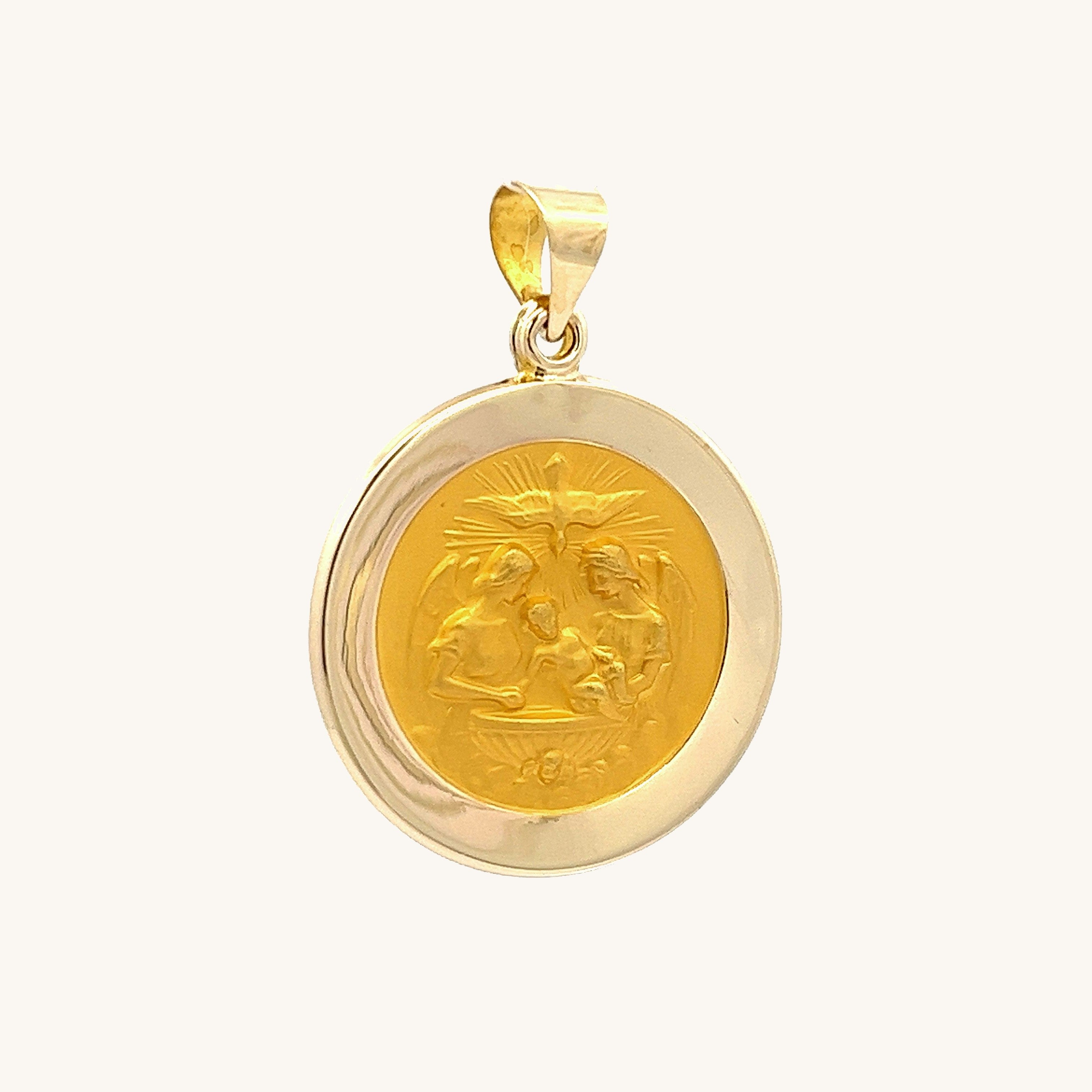 14K Yellow Gold Baptism Medal M S