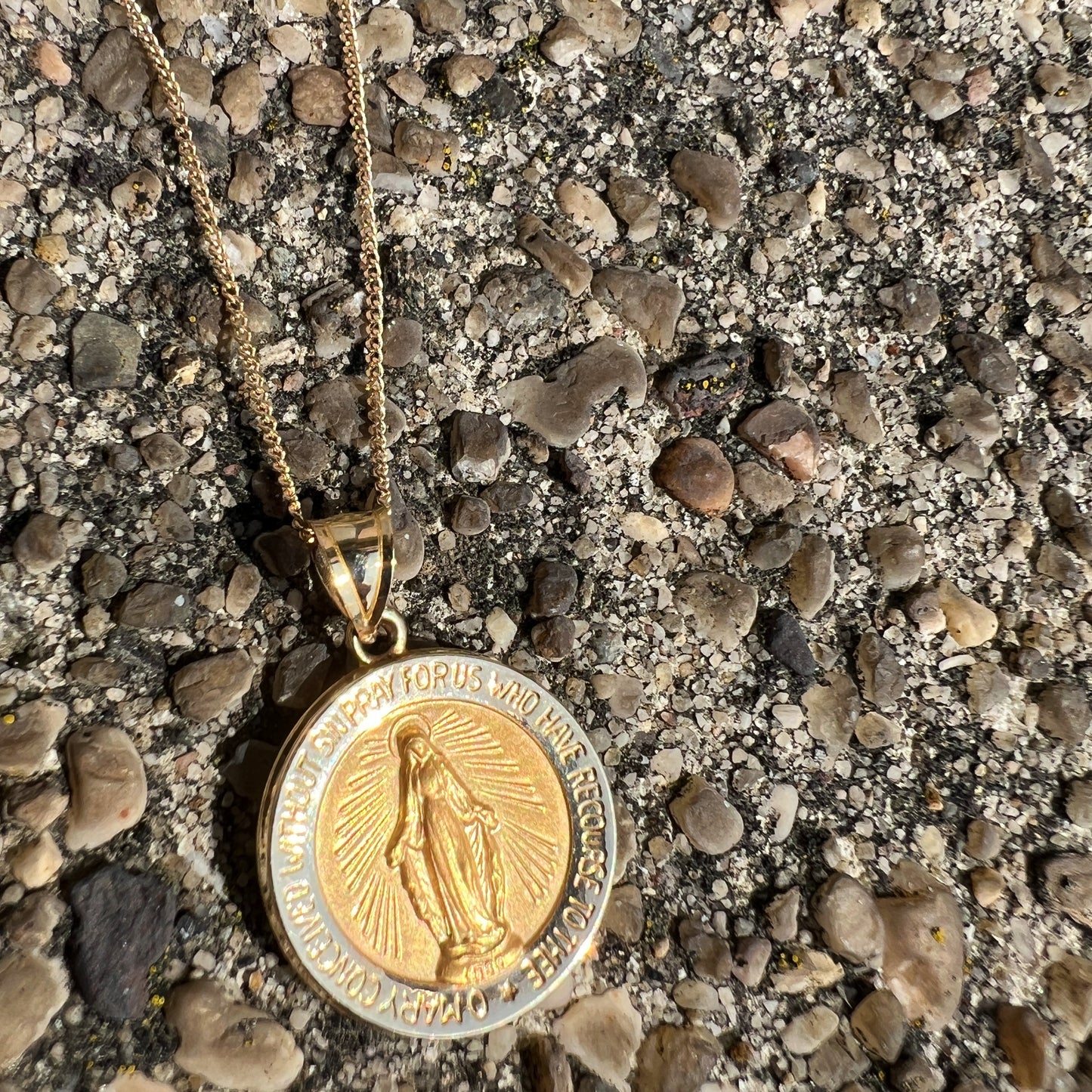 14K White Yellow Gold Miraculous Medal XL L M S XS Lifestyle