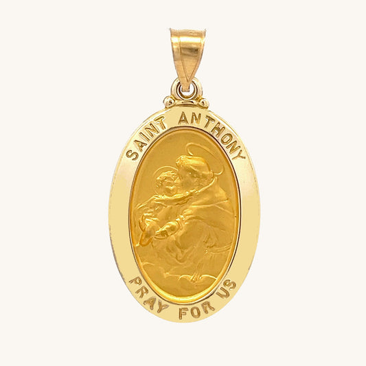 14K Yellow Gold Saint Anthony Medal L