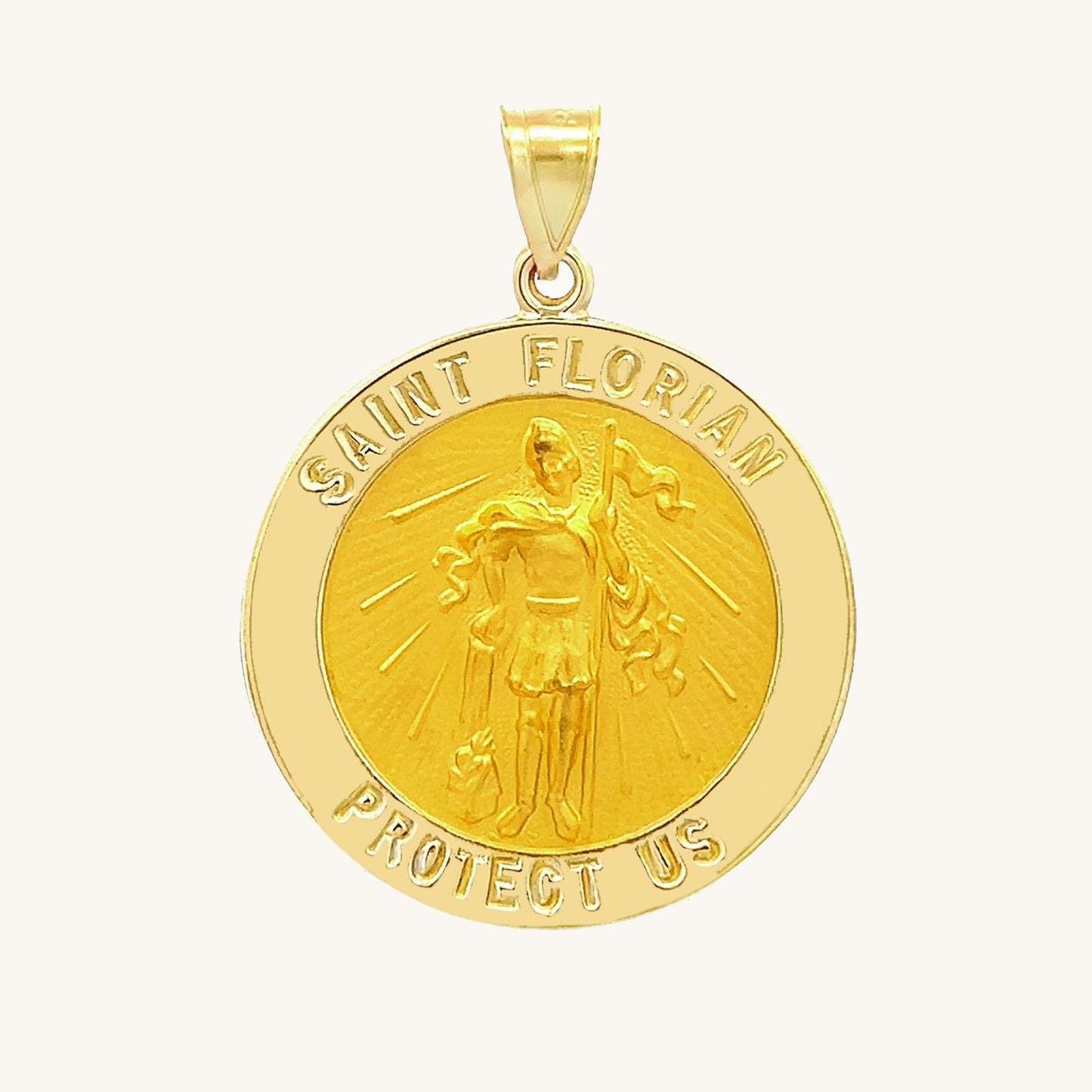 14K Yellow Gold Saint Florian Medal L