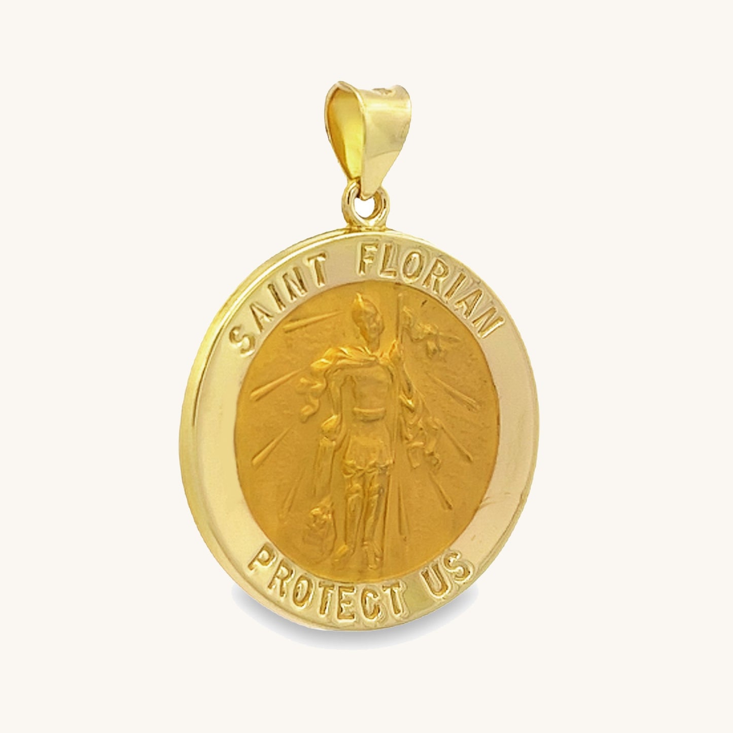 14K Yellow Gold Saint Florian Medal XL L M S